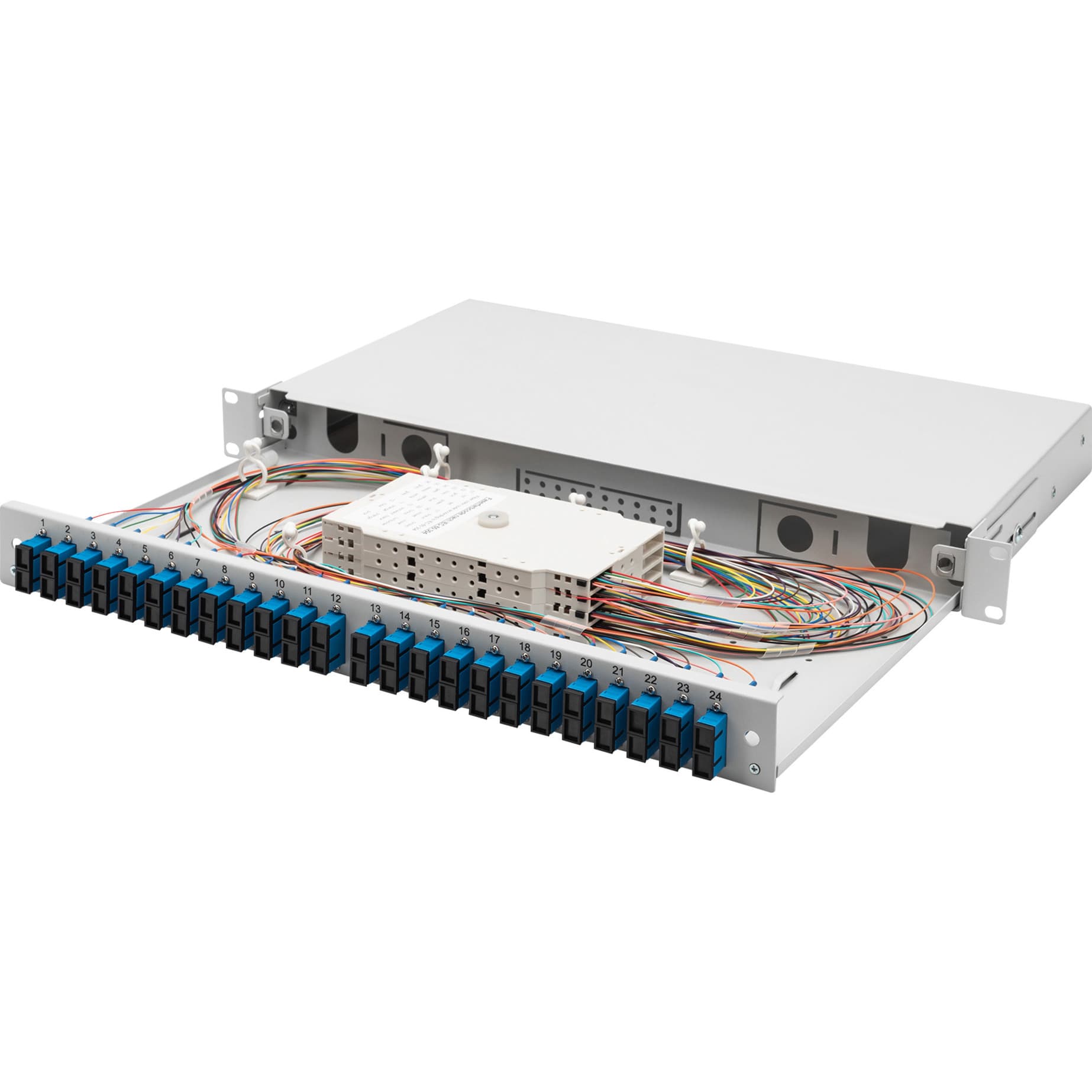 LWL Spleißbox, 1HE, bestückt, 24x SC DX, OS2