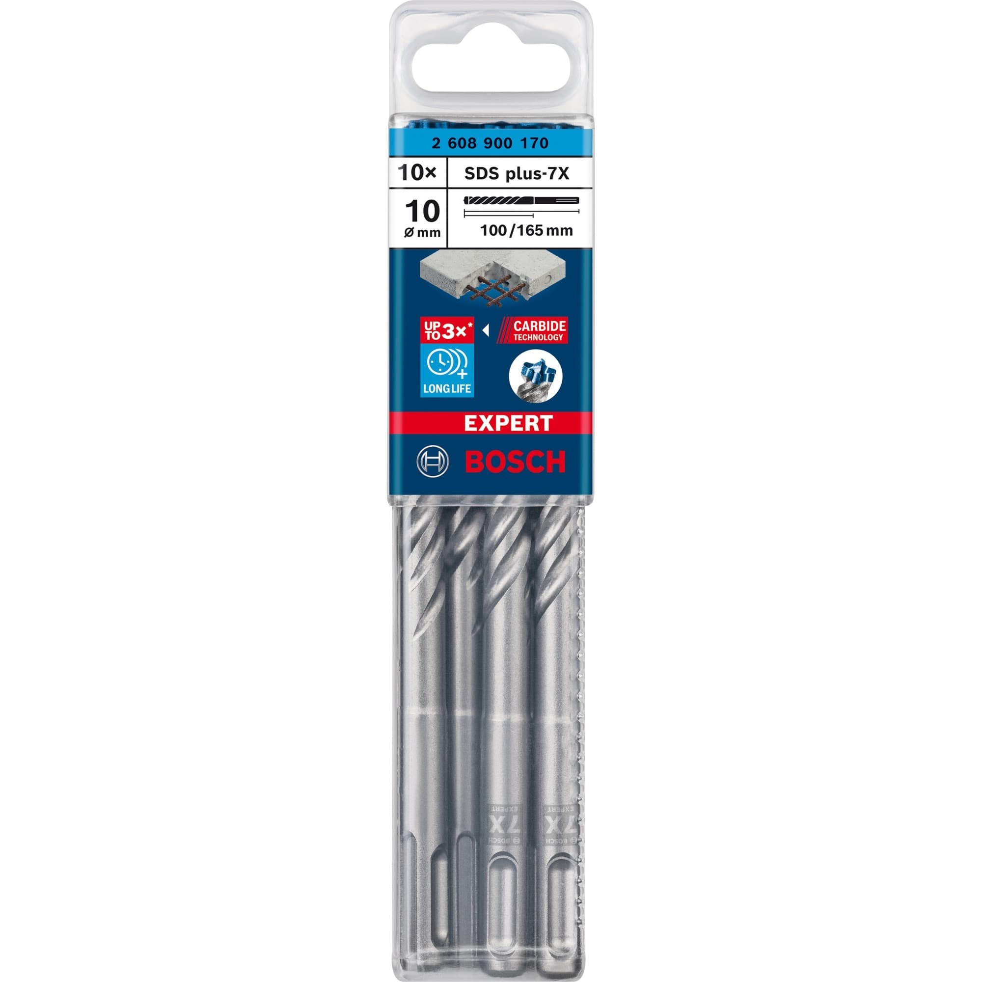 EXPERT Hammerbohrer SDS-plus-7X, Ø 10mm, 10 Stück
