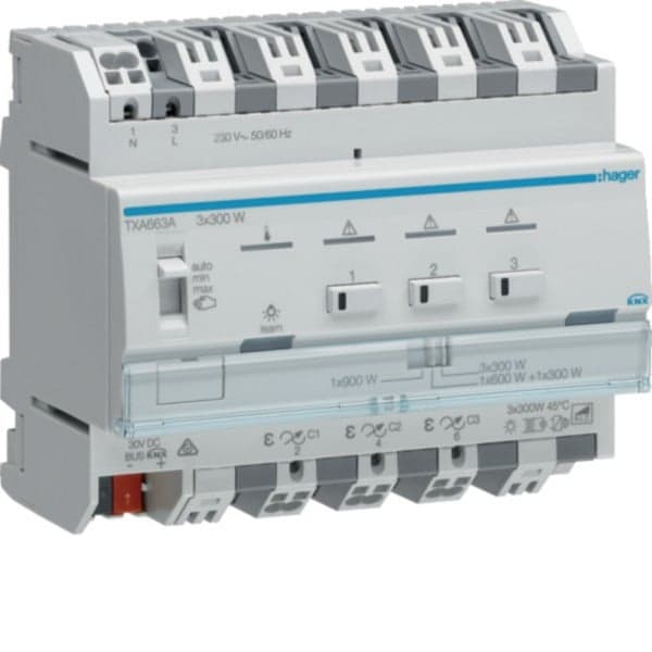 Universal-Dimmaktor KNX easy 3-fach 3 x 300 Watt, Dimmer