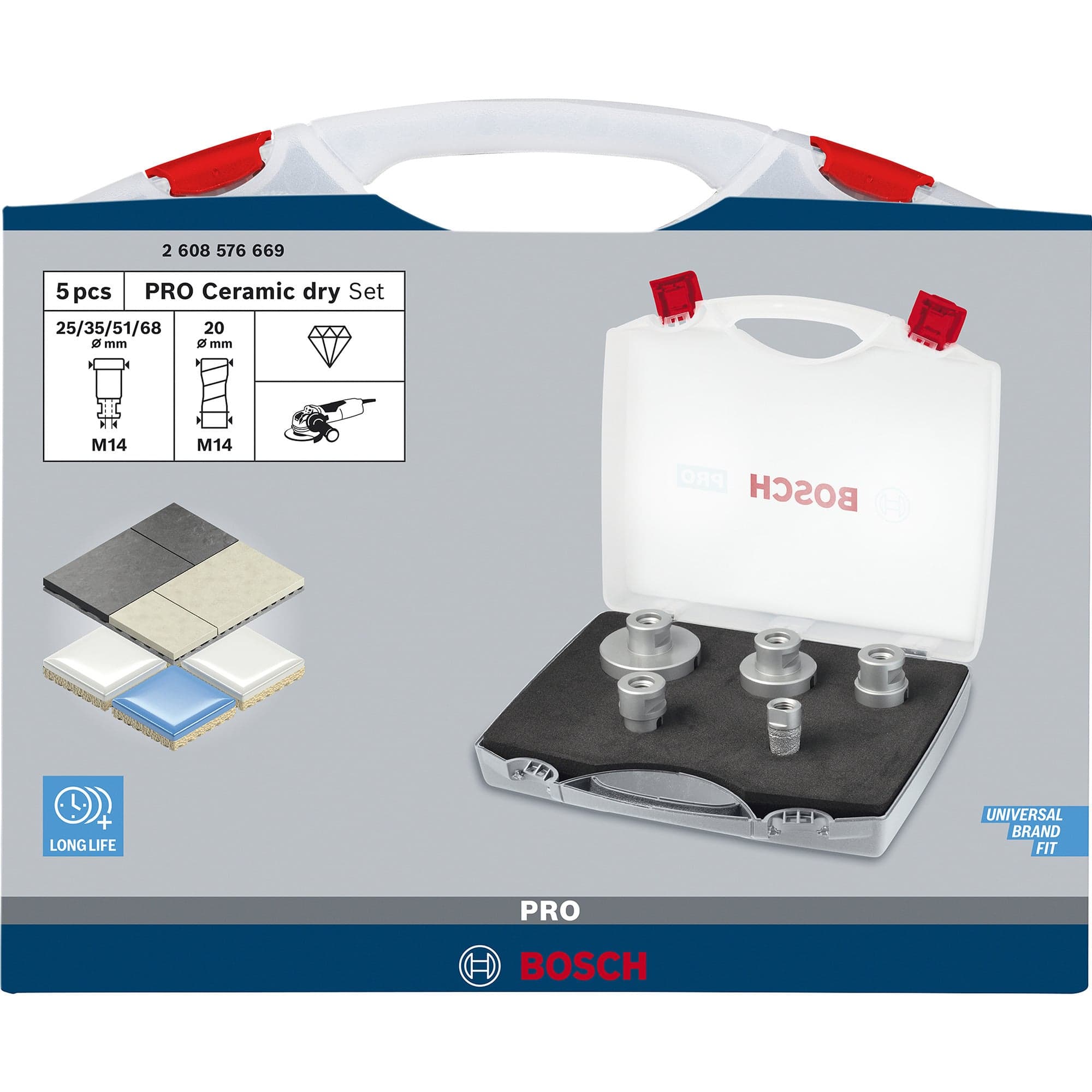 PRO Ceramic dry X-LOCK Bohrkronen-Set, Ø 20 - 68mm, Bohrer-Satz