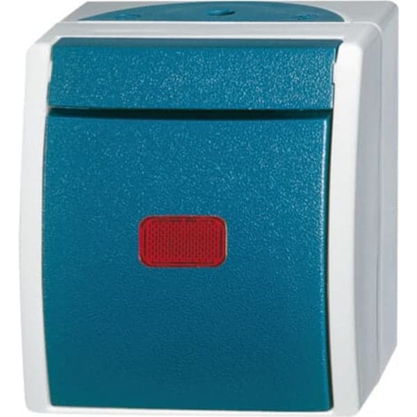 Kontrollwechselschalter Aufputz mit Wippe, 1 Modul, Schutzart IP44, 10 Ampere, 250 Volt