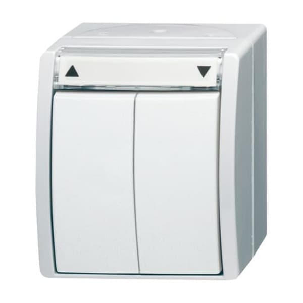 Jalousietaster Typ 2621/4 W-54, Basiselement mit Gehäuse-Oberteil, Aufputz, 10 Ampere