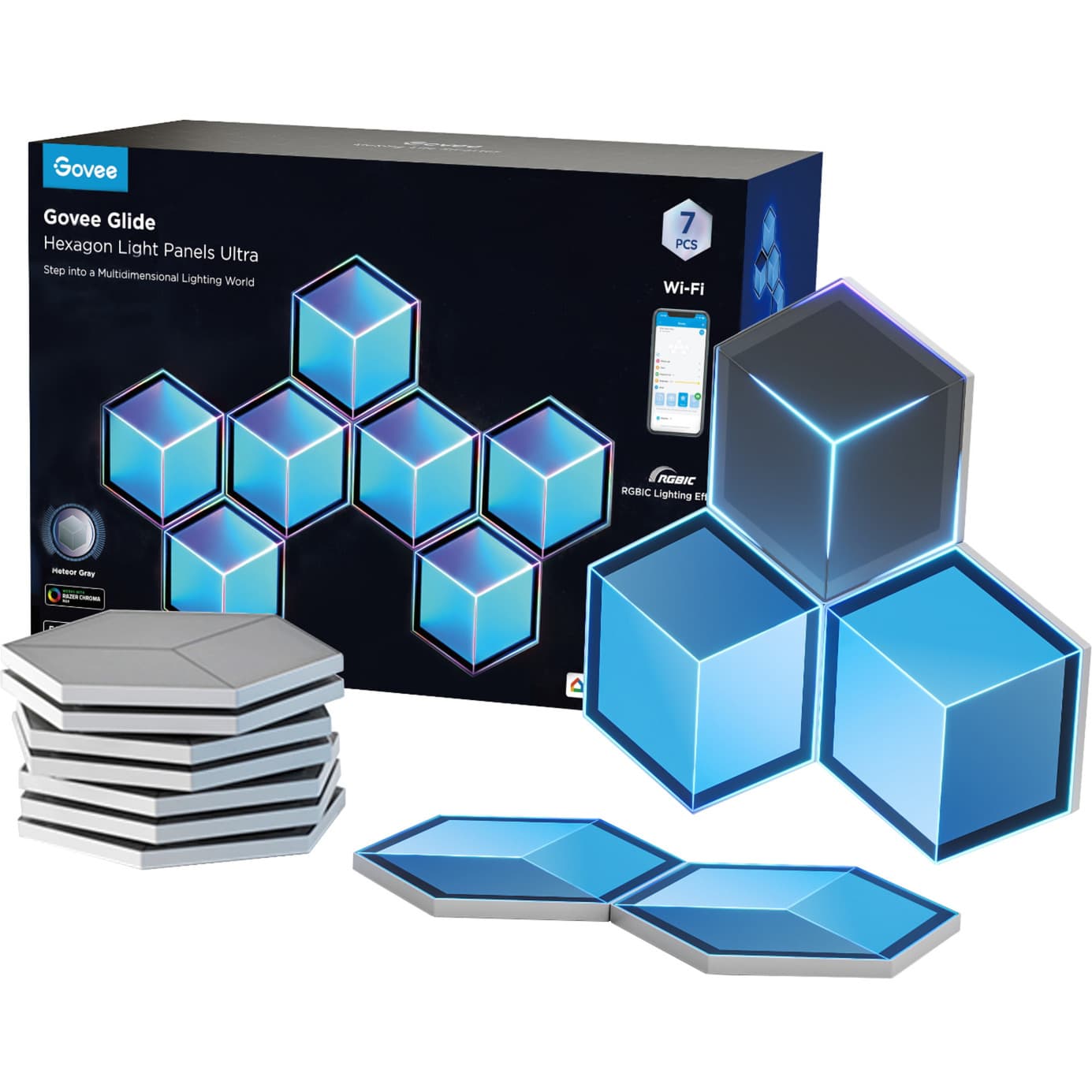 Glide Hexagon Light Panels Ultra 7er-Pack, LED-Leuchte