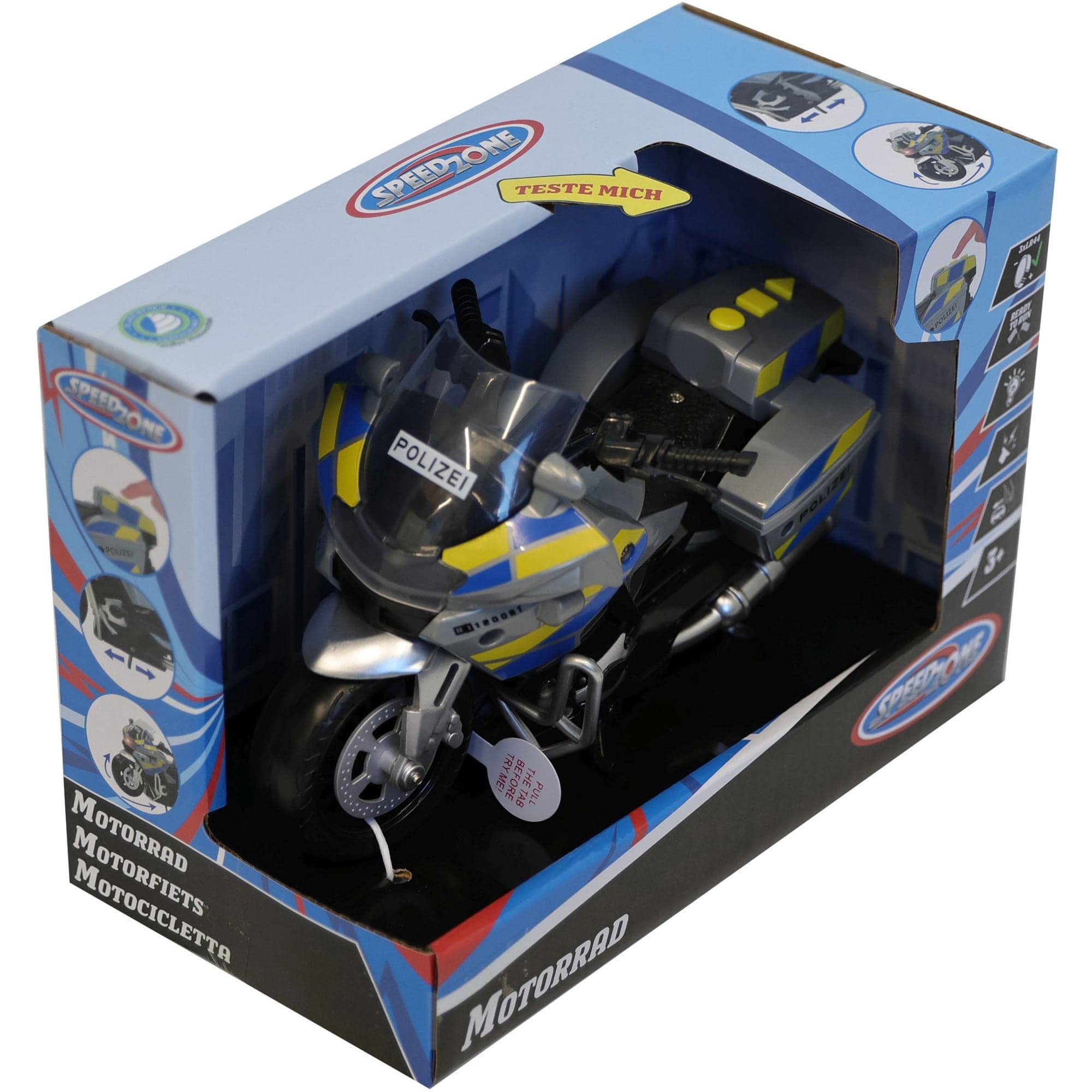 Speedzone Polizeimotorrad 18 Zentimeter mit Licht und Sound, Freilauf, Modellfahrzeug