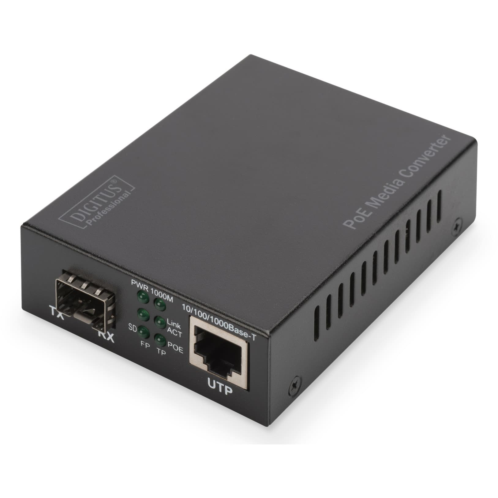 Gigabit PoE Medienkonverter, RJ45 / SFP, PSE