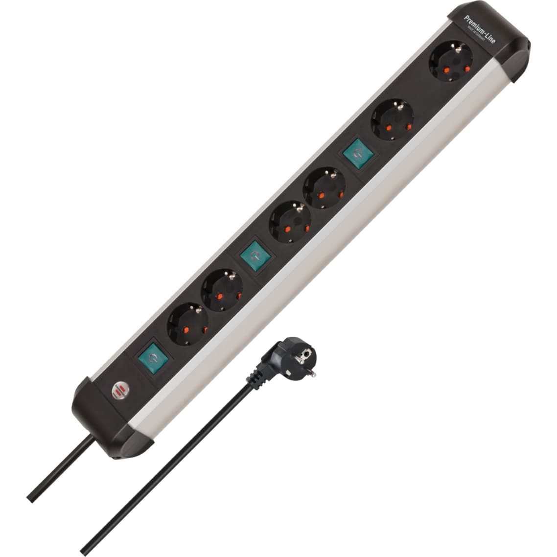 Premium-Alu-Line Steckdosenleiste 6-fach, 3x 2fach schaltbar