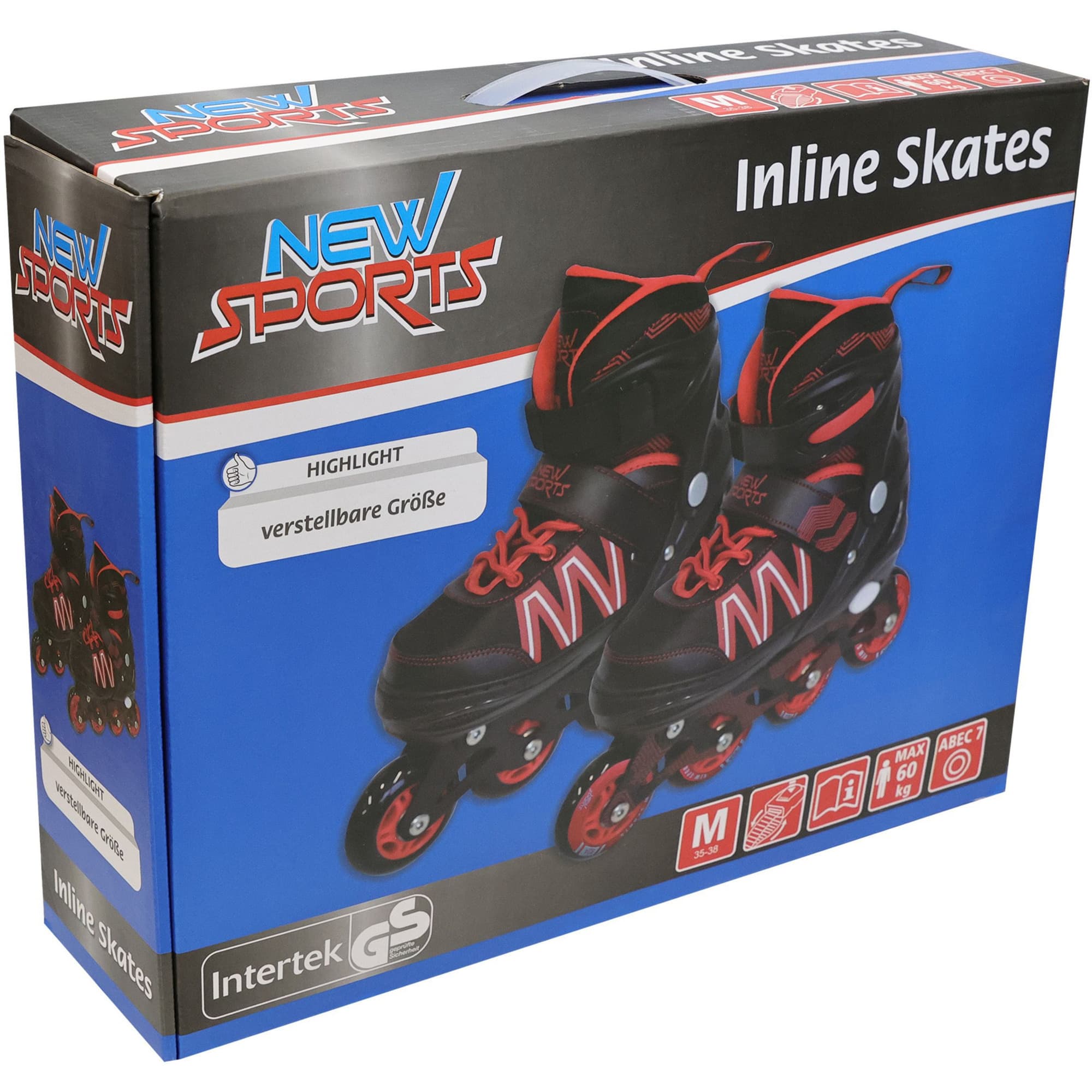 Inline Skates mit verstellbarer Größe von 35 bis 38, PU-Rollen und Carbon Kugellagern, Inline-Skates