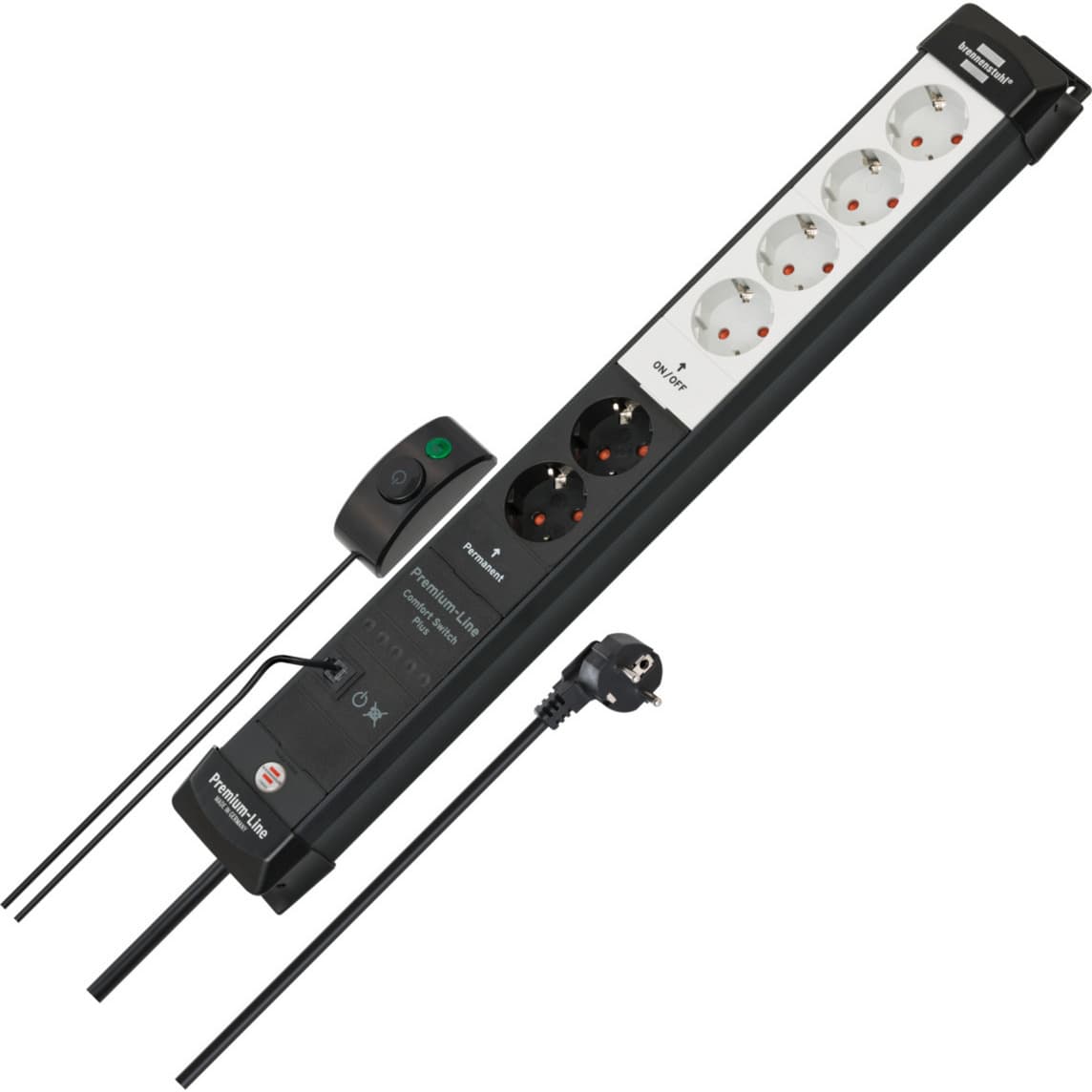 Premium-Line Comfort Switch Plus Steckdosenleiste 6-fach, 2x permanent