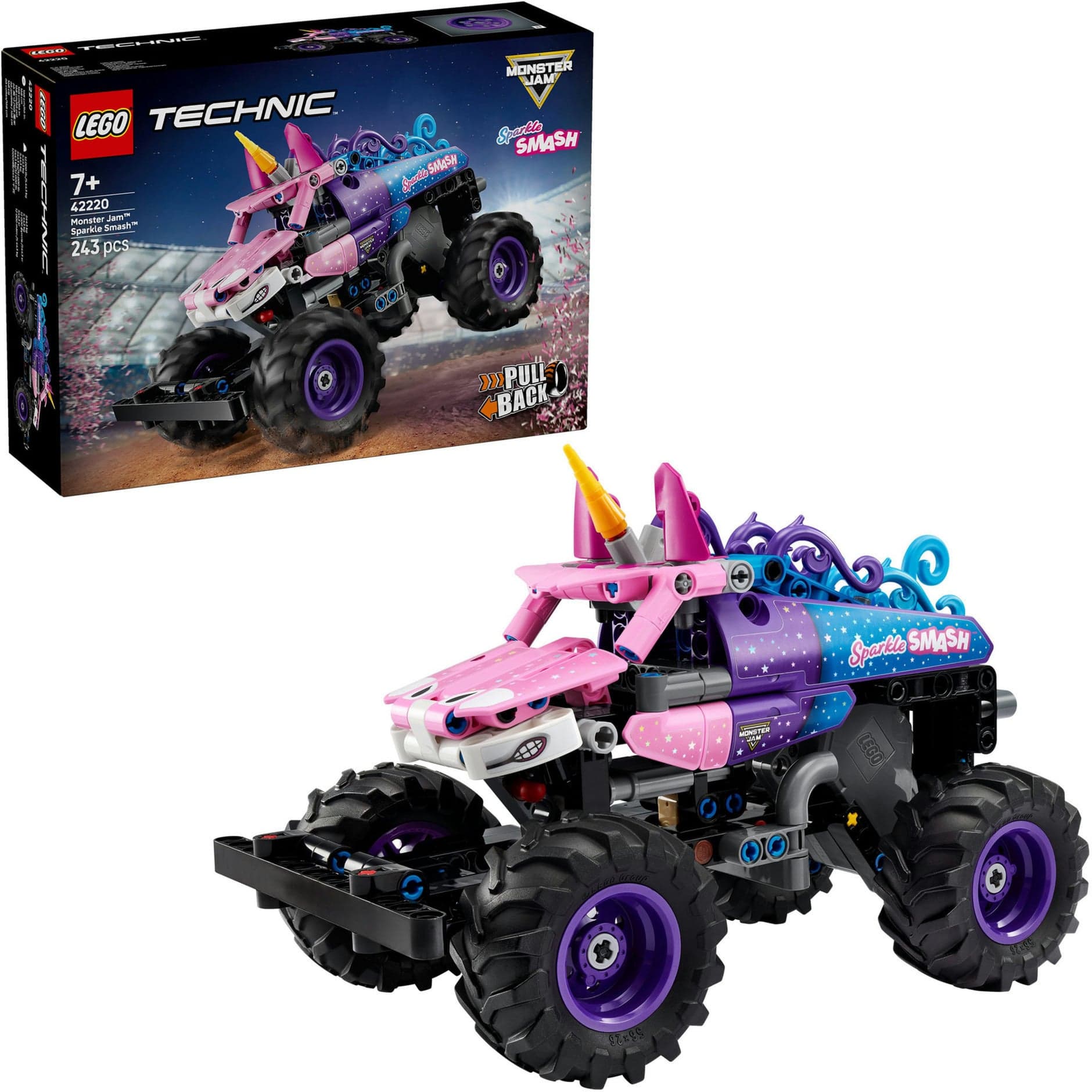 42220 Technic Monster Jam Sparkle Smash mit Rückziehmotor, Konstruktionsspielzeug
