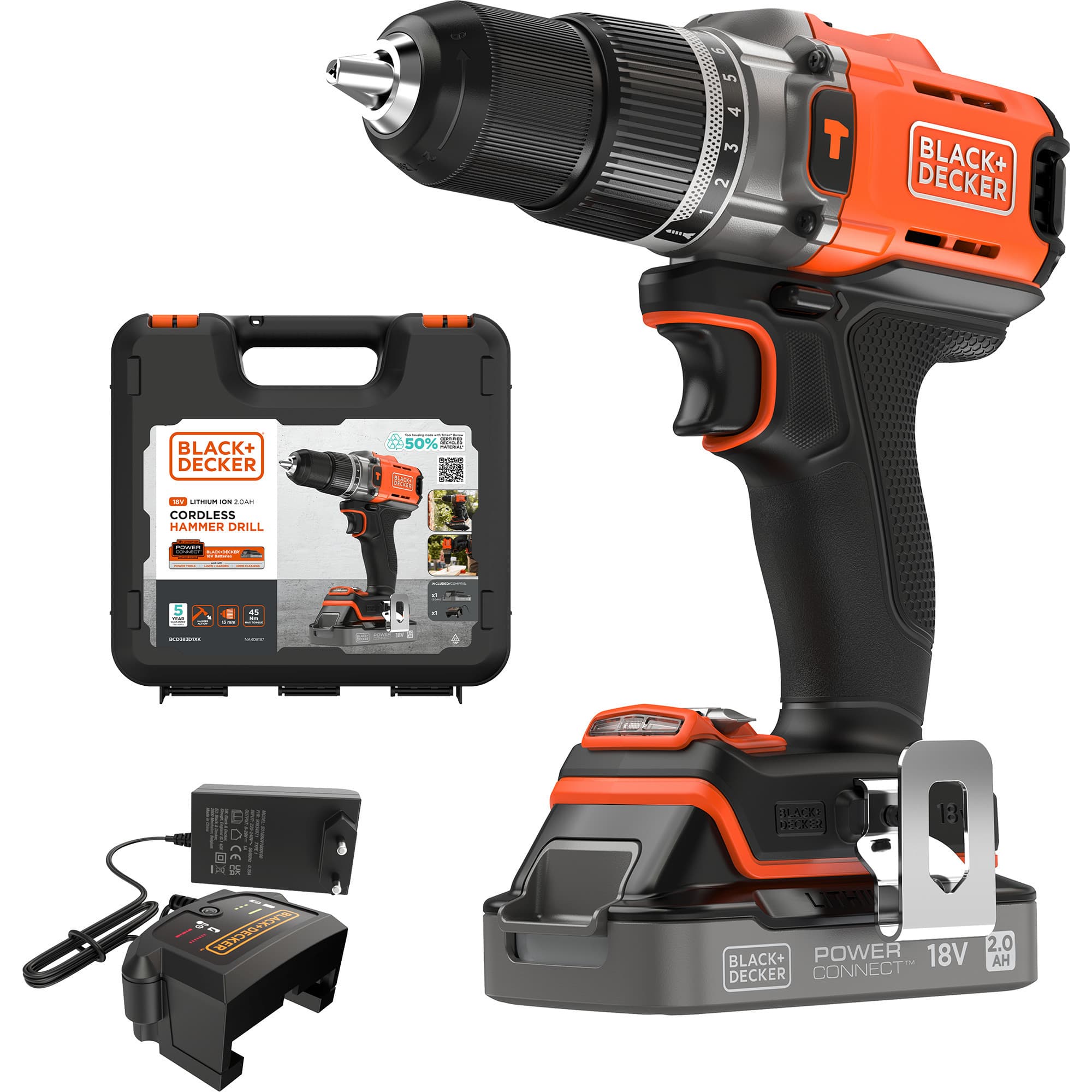 POWERCONNECT Akku-Schlagbohrschrauber BCD383D1XK, 18Volt