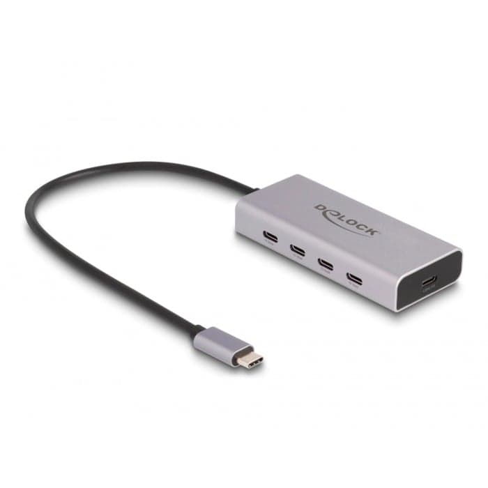 DeLock USB 10 Gbps USB Type-C Hub mit 4 x USB Type-C + 1 x USB Type-C PD 85 Watt, USB-Hub