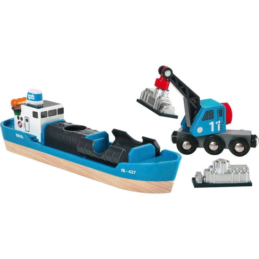 World Containerschiff mit Kranwagen, Spielfahrzeug