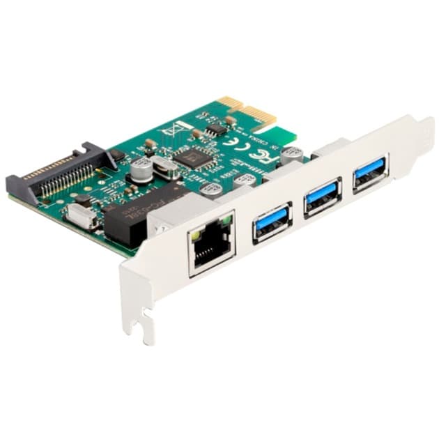 PCI Express x1 Karte zu 3 x USB 5 Gbps Typ-A Buchse + 1 x Gigabit LAN, Controller
