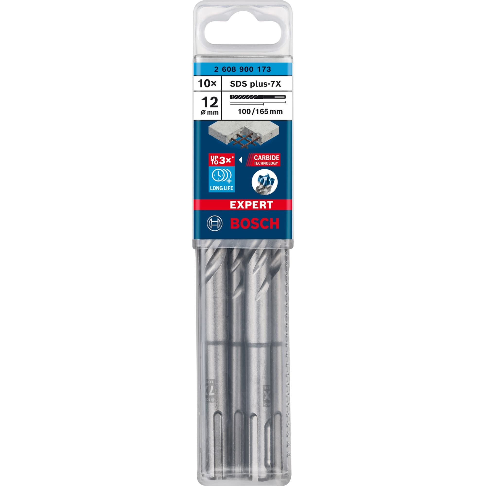 EXPERT Hammerbohrer SDS-plus-7X, Ø 12mm, 10 Stück