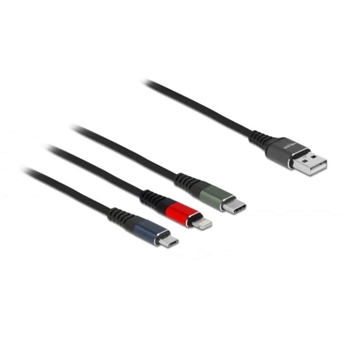 USB Ladekabel, USB-A Stecker > USB-C + Micro USB + Lightning Stecker