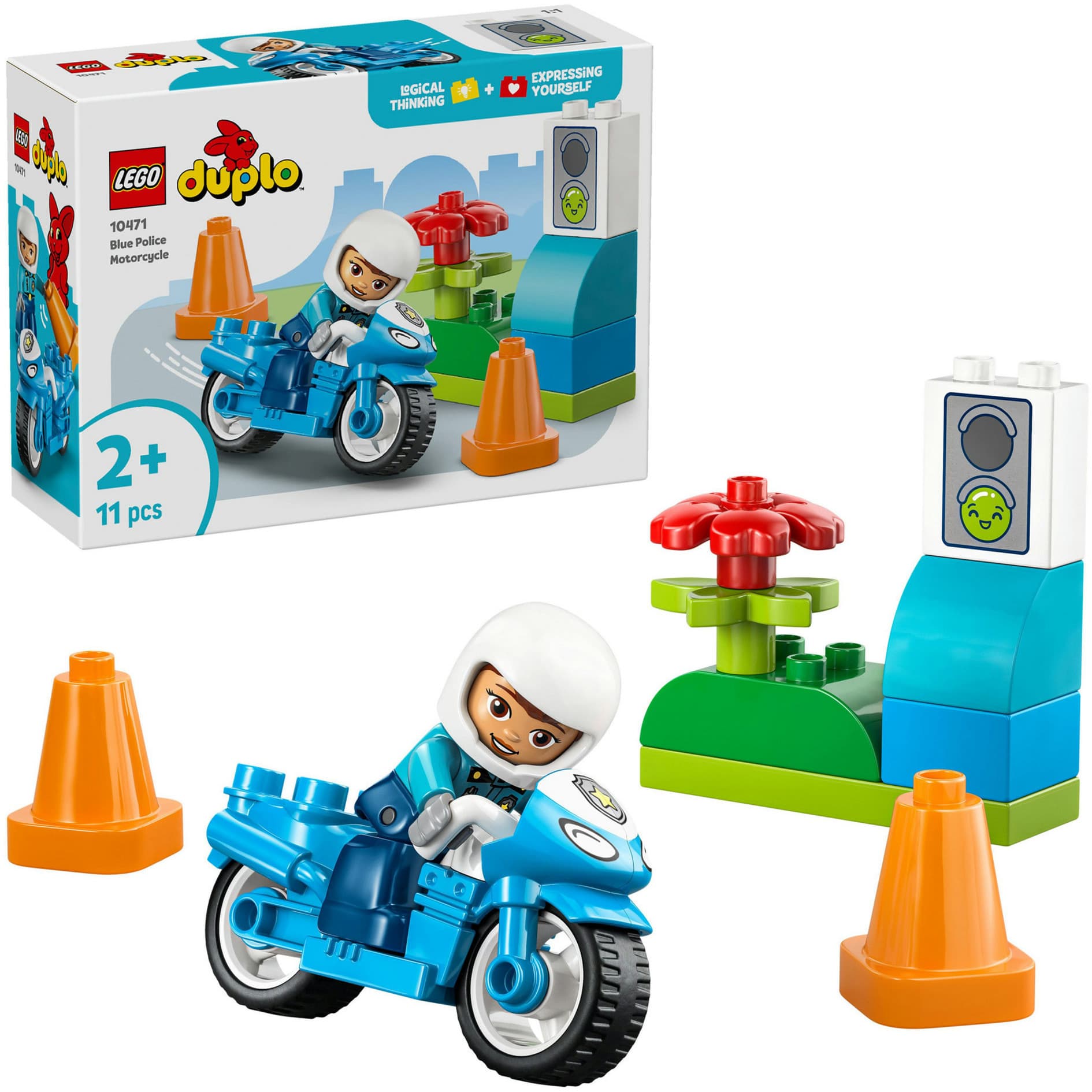 10471 DUPLO Town Blaues Polizeimotorrad, Konstruktionsspielzeug