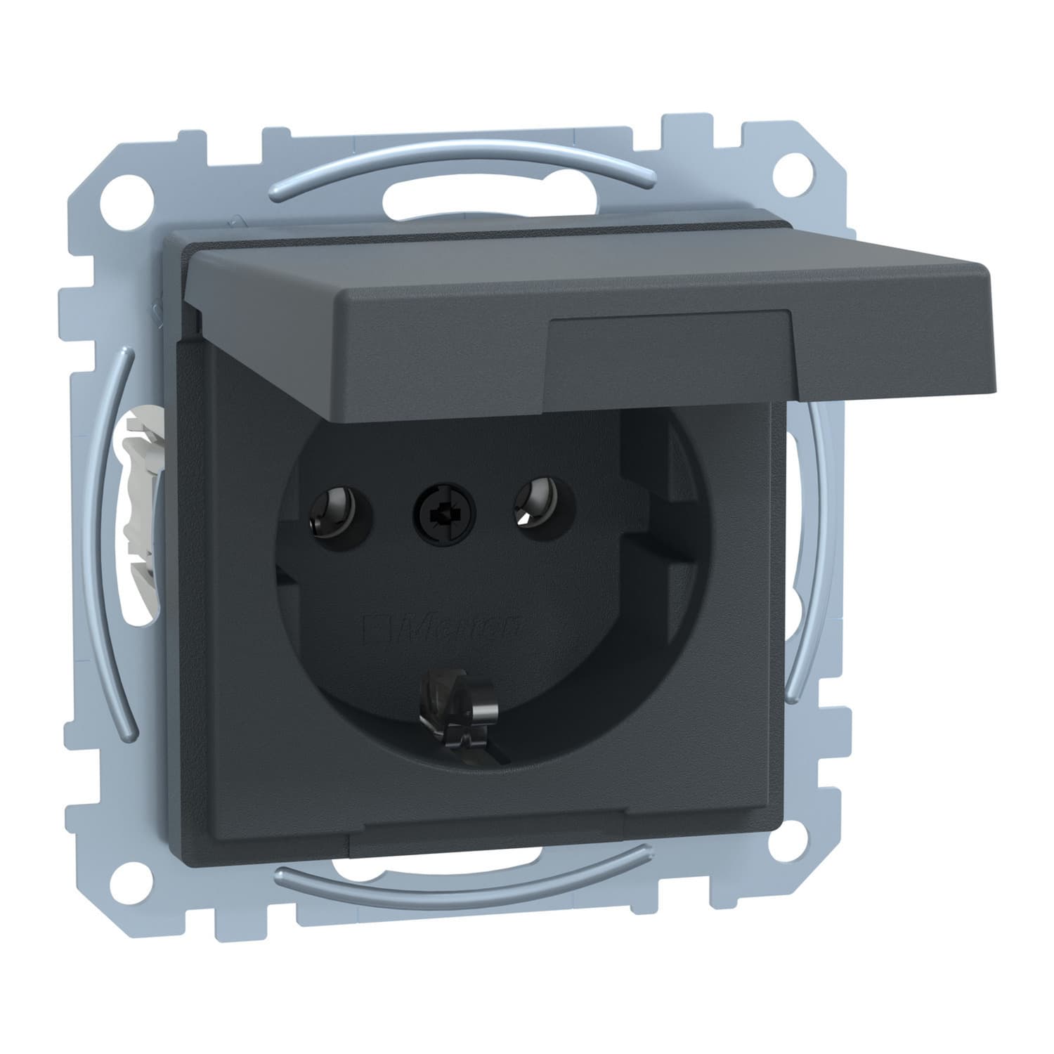 Schutzkontakt-Steckdose mit Klappdeckel, Unterputz, 16 Ampere, 250 Volt, System M