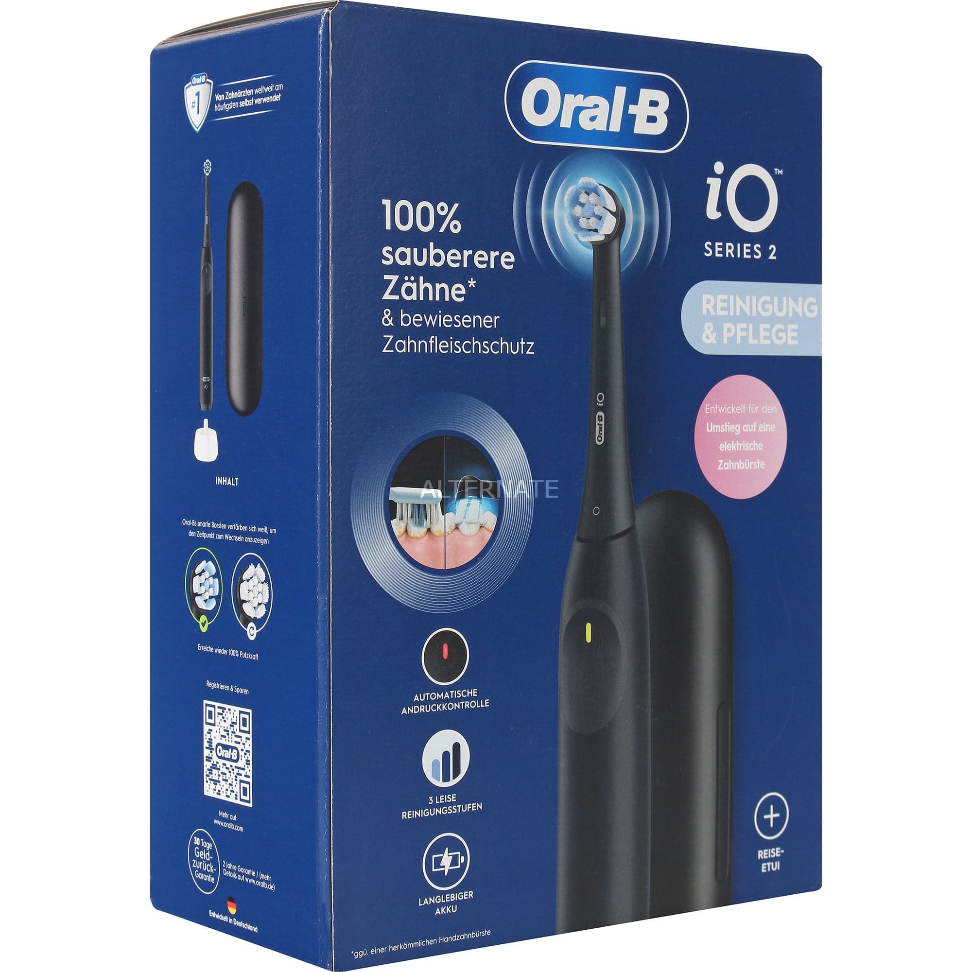 Oral-B iO Series 2 mit Reiseetui Night Black, Elektrische Zahnbürste