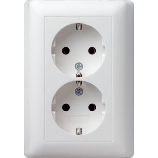 Schutzkontakt-Doppelsteckdose 16 Ampere 250 Volt mit Vollplatte Standard 55