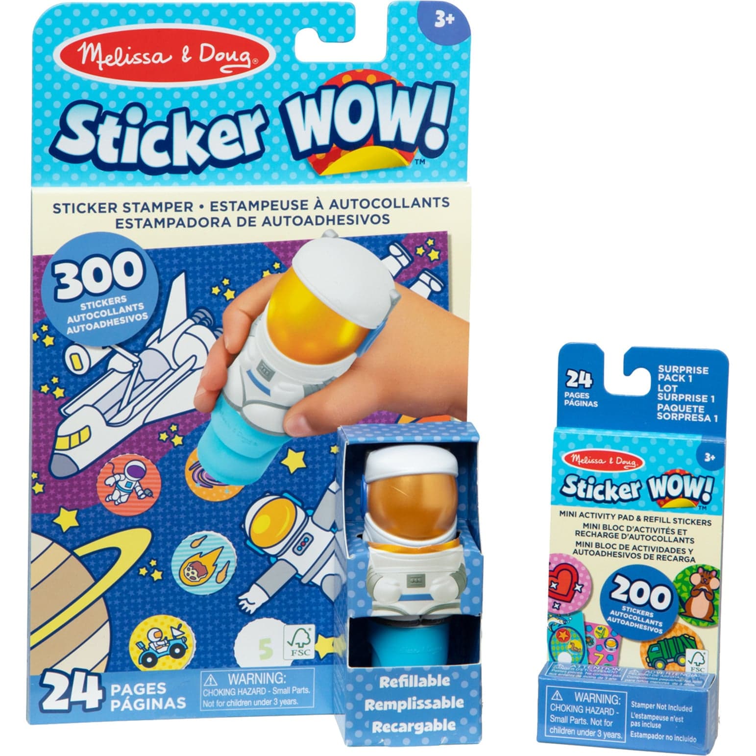 Melissa & Doug - Sticker WOW! Astronaut Aufkleberstempel & Block, Basteln