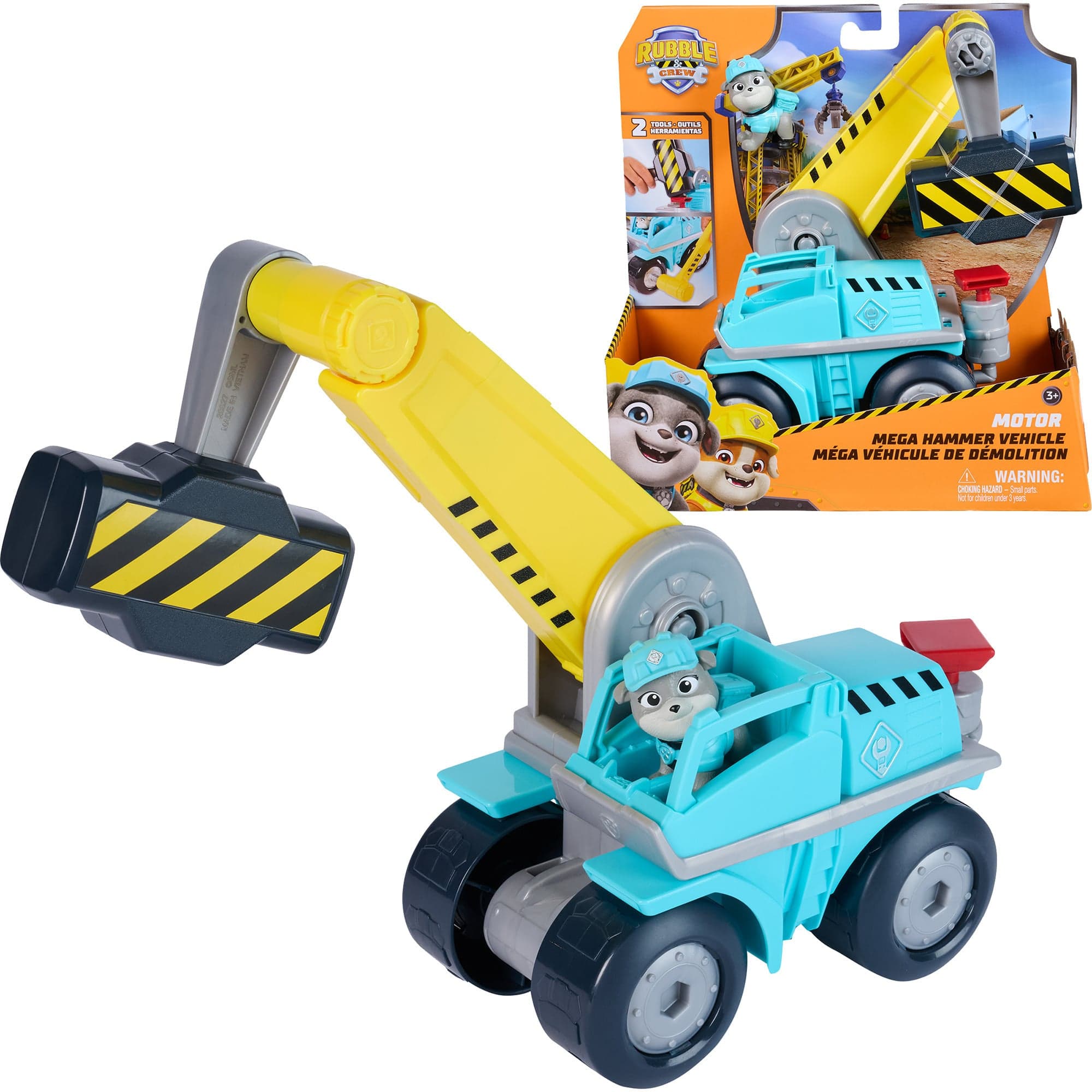 Rubble & Crew - Motors Mega-Hammer-Baufahrzeug mit Motor-Figur, Spielfahrzeug