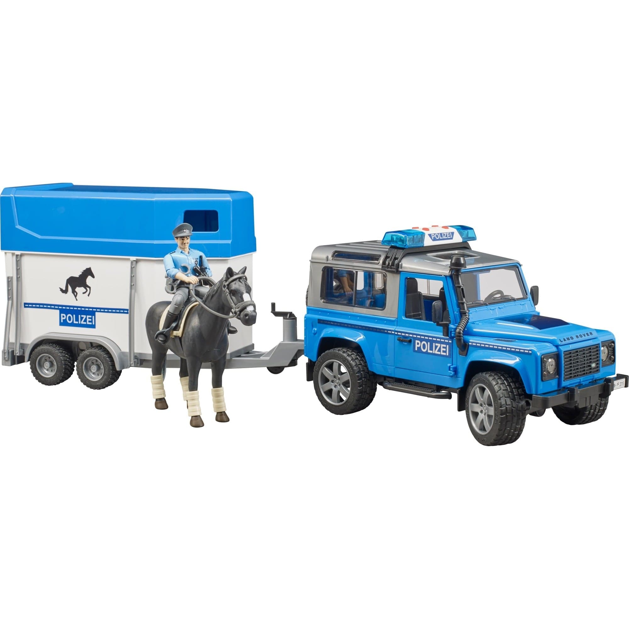 Land Rover Defender Polizeifahrzeug und Pferdeanhänger, Modellfahrzeug