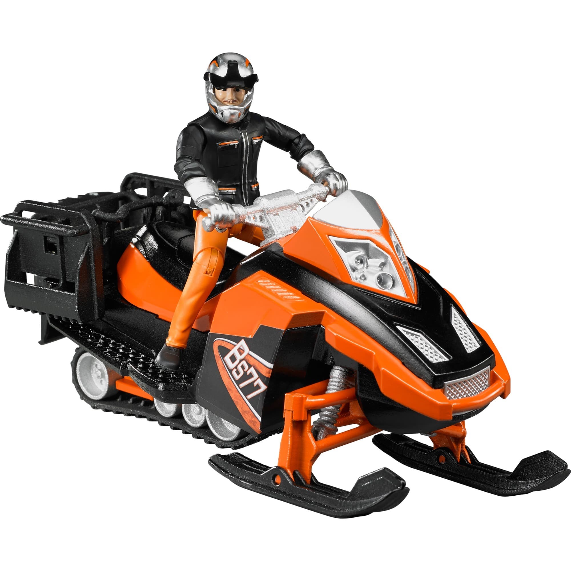 Snowmobil mit Fahrer und Ausstattung, Modellfahrzeug