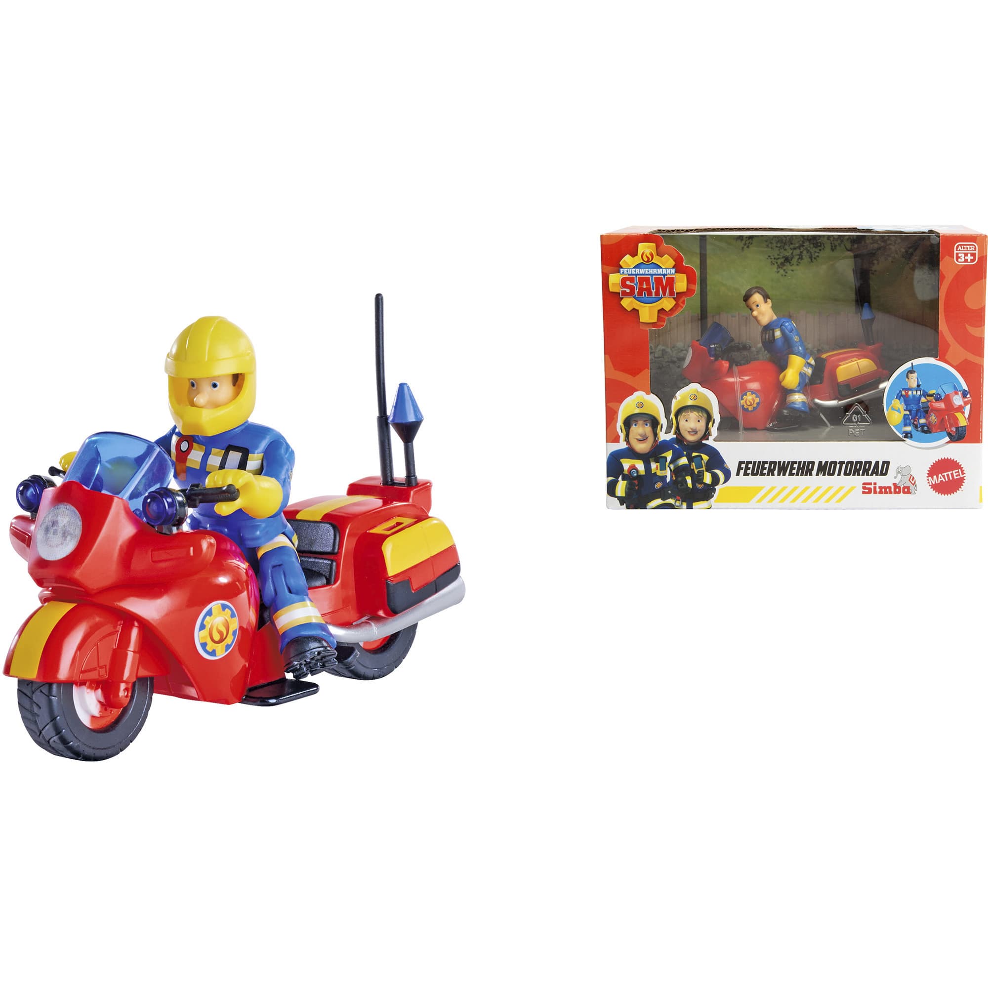 Feuerwehrmann Sam Feuerwehr Motorrad mit Figur, Spielfahrzeug