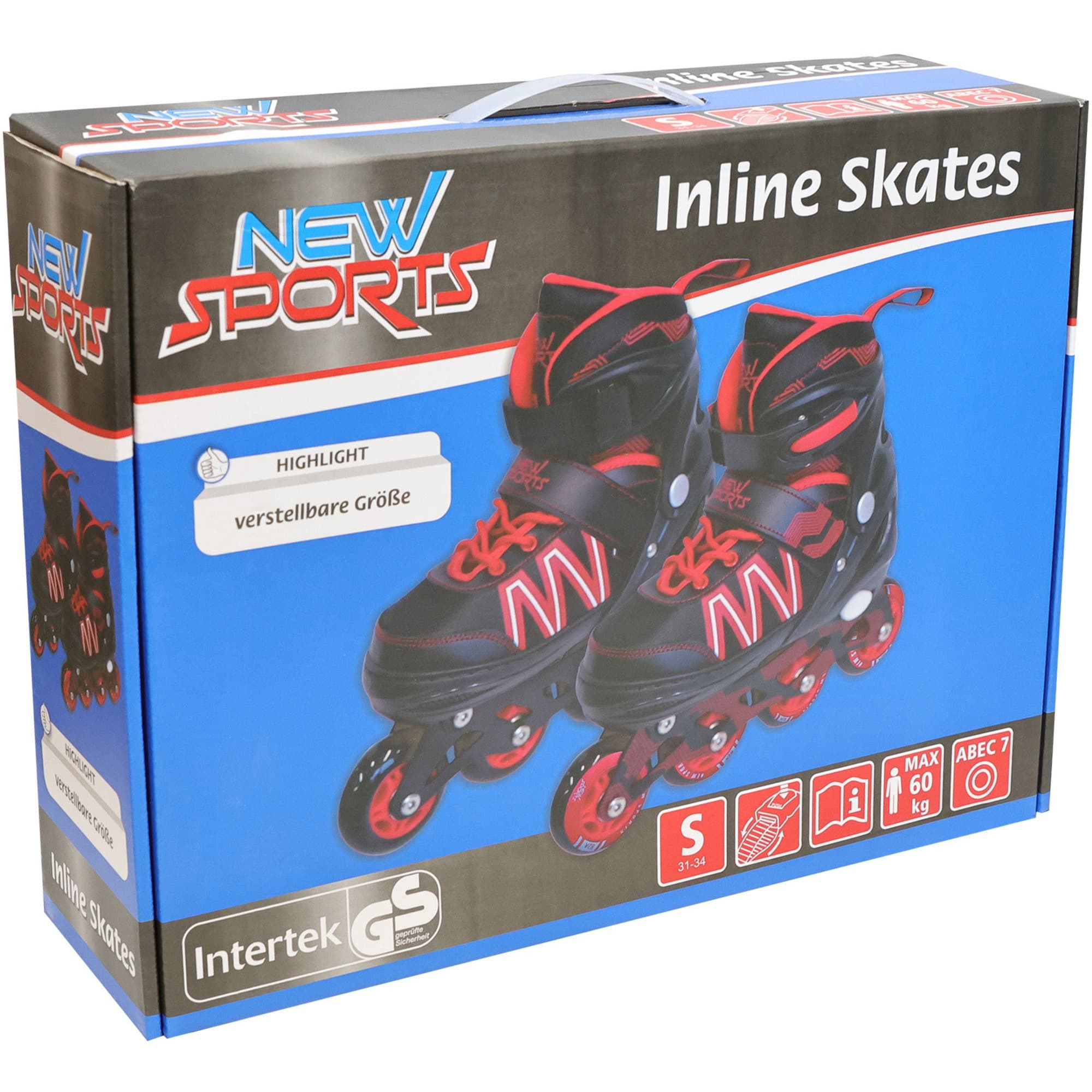 Inliner mit verstellbarer Größe 31 bis 34 und ABEC 7 Carbon Kugellager, Inline-Skates