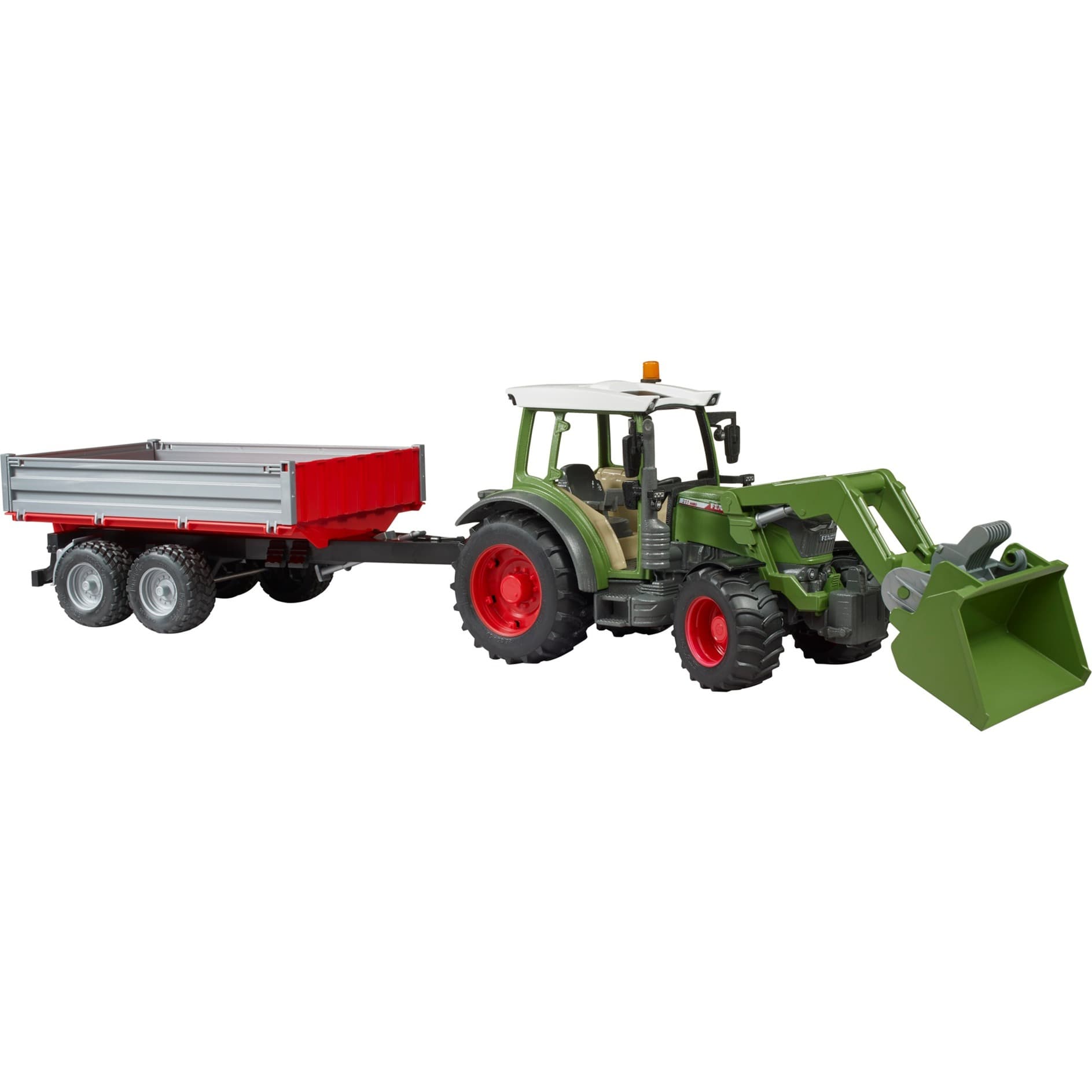 Fendt Vario 211 mit Frontlader und Bordwandanhänger, Modellfahrzeug