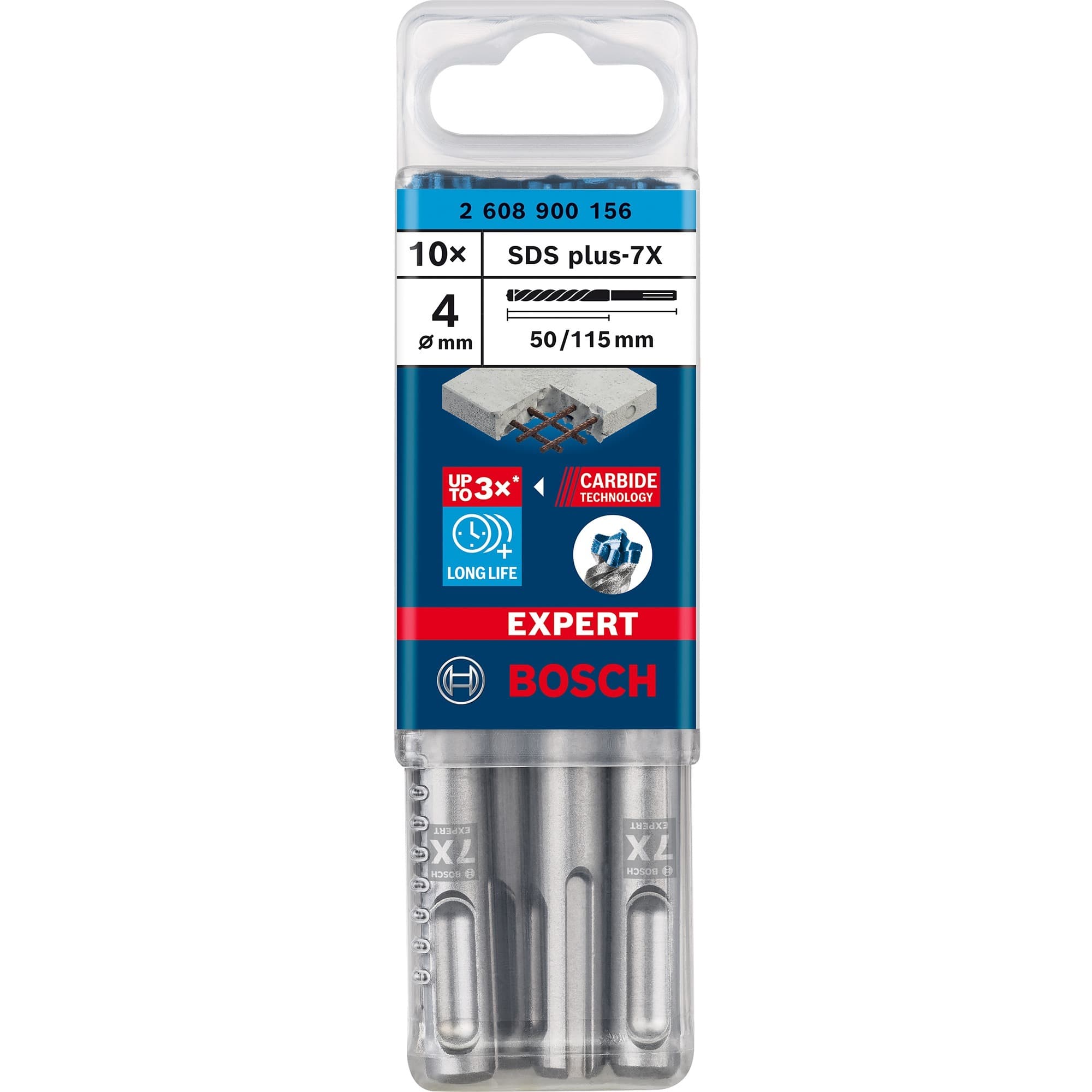 EXPERT Hammerbohrer SDS-plus-7X, Ø 4mm, 10 Stück