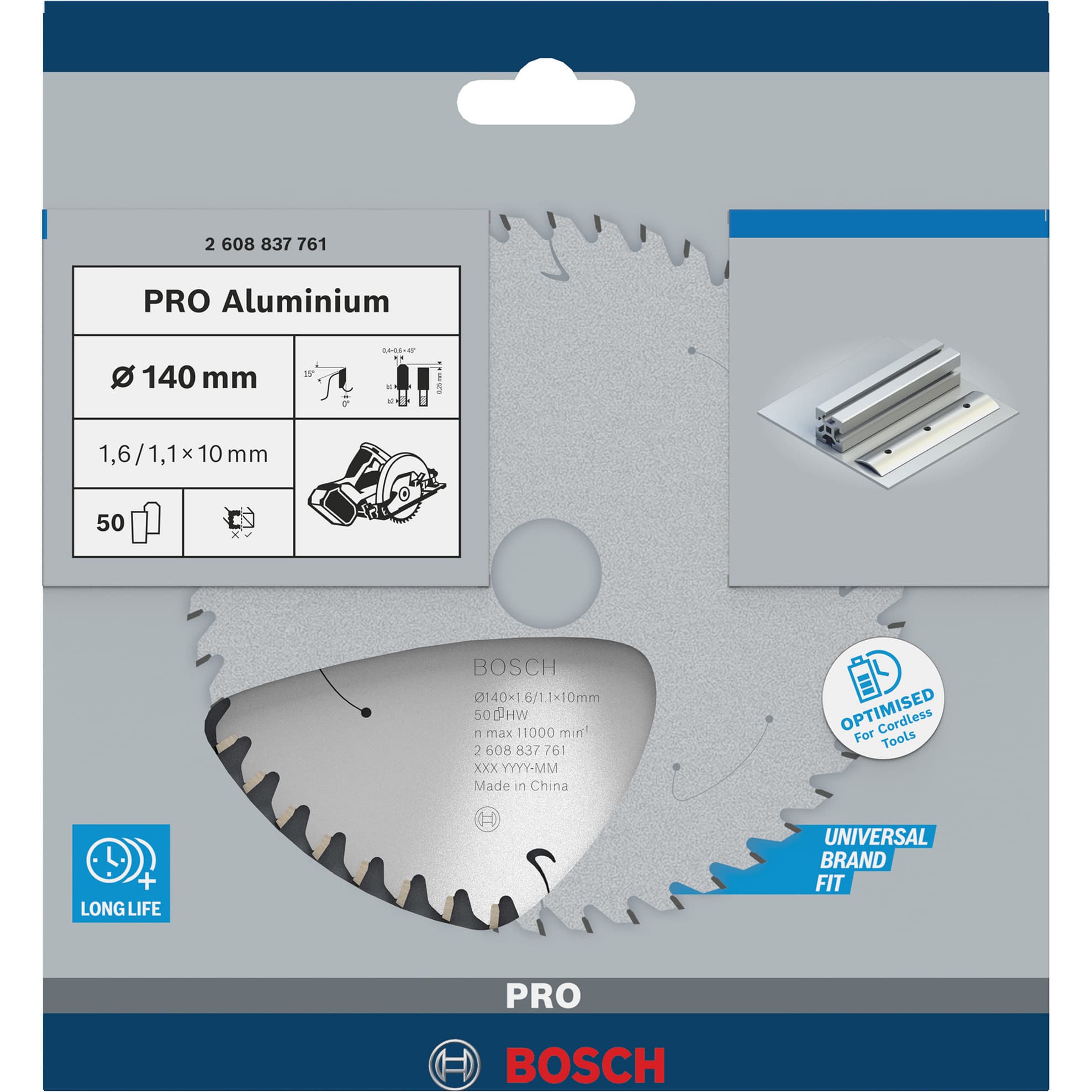 PRO Aluminium cordless Kreissägeblatt, Ø 140mm, 50Z