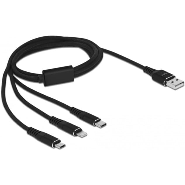 USB Ladekabel, USB-A Stecker > USB-C + Micro USB + Lightning Stecker