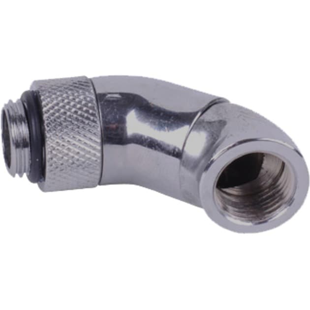 HF Winkeladapter Doppel-45° drehbar G1/4 AG auf G1/4 IG - Chrome, Verbindung