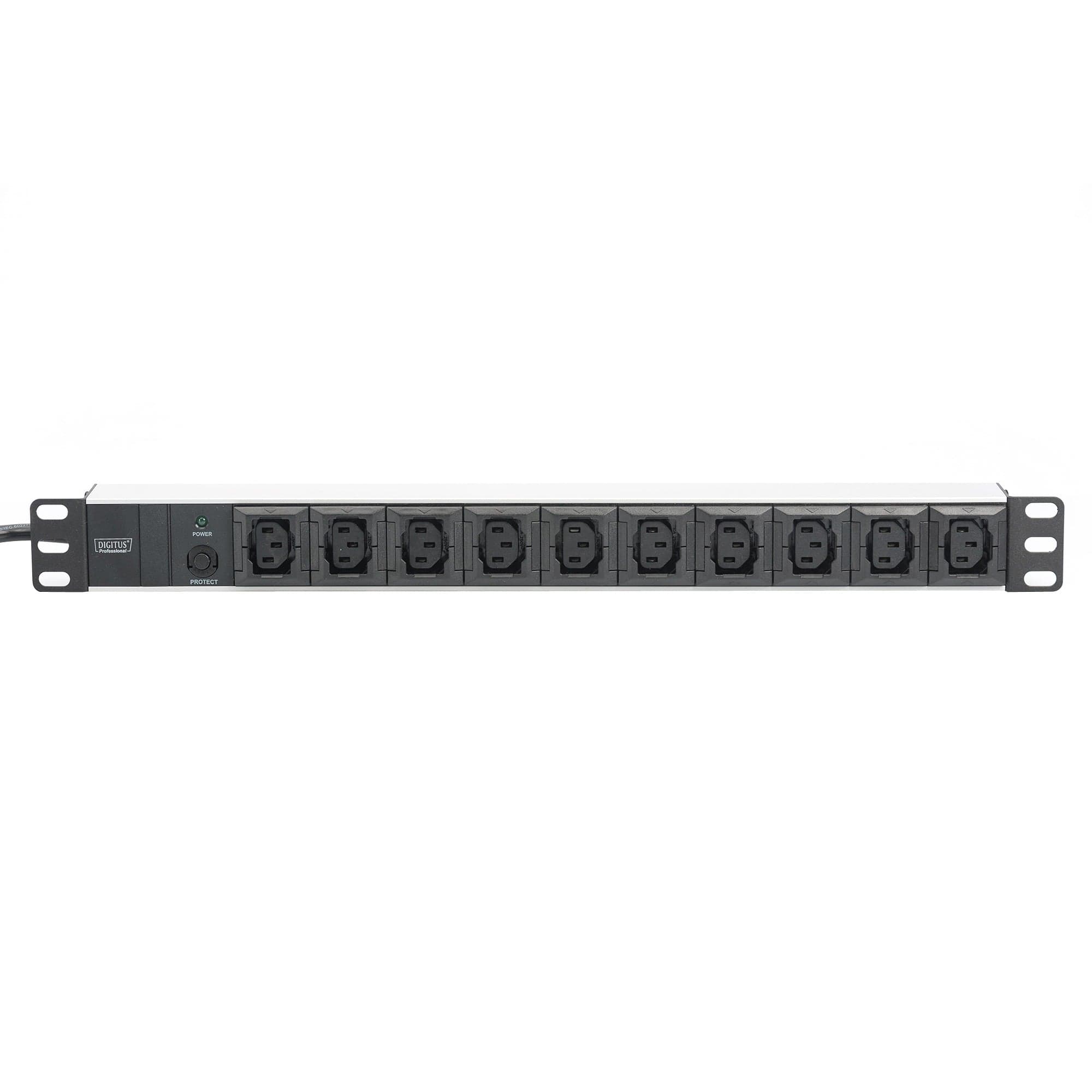 19" Steckdosenleiste C13 mit Aluminiumprofil, 10-fach, 1HE