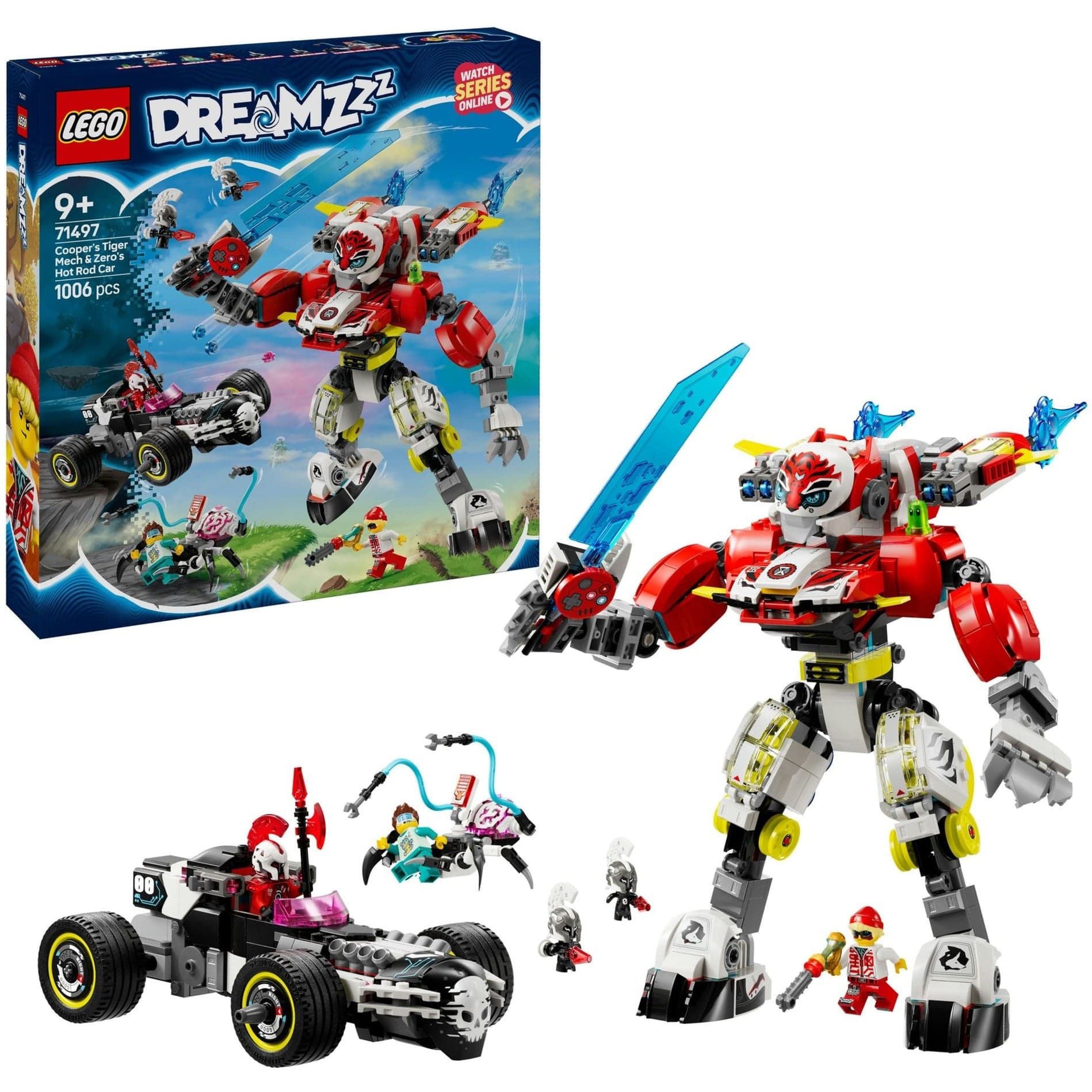 71497 DREAMZzz Coopers Tiger-Mech und Zero''s Hot Rod Auto, Konstruktionsspielzeug