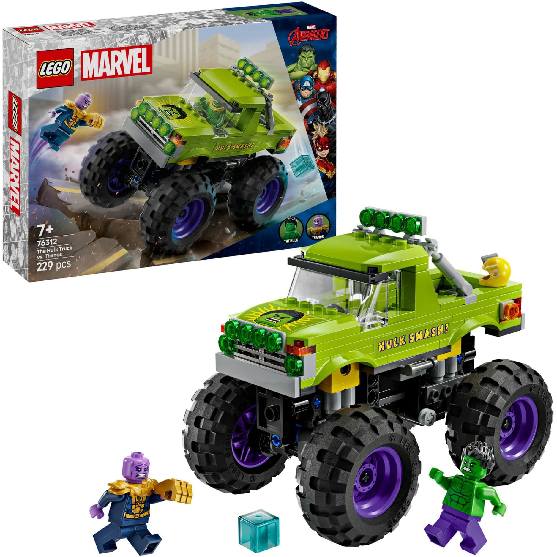76312 Marvel Super Heroes Marvel Hulk-Truck vs. Thanos, Konstruktionsspielzeug