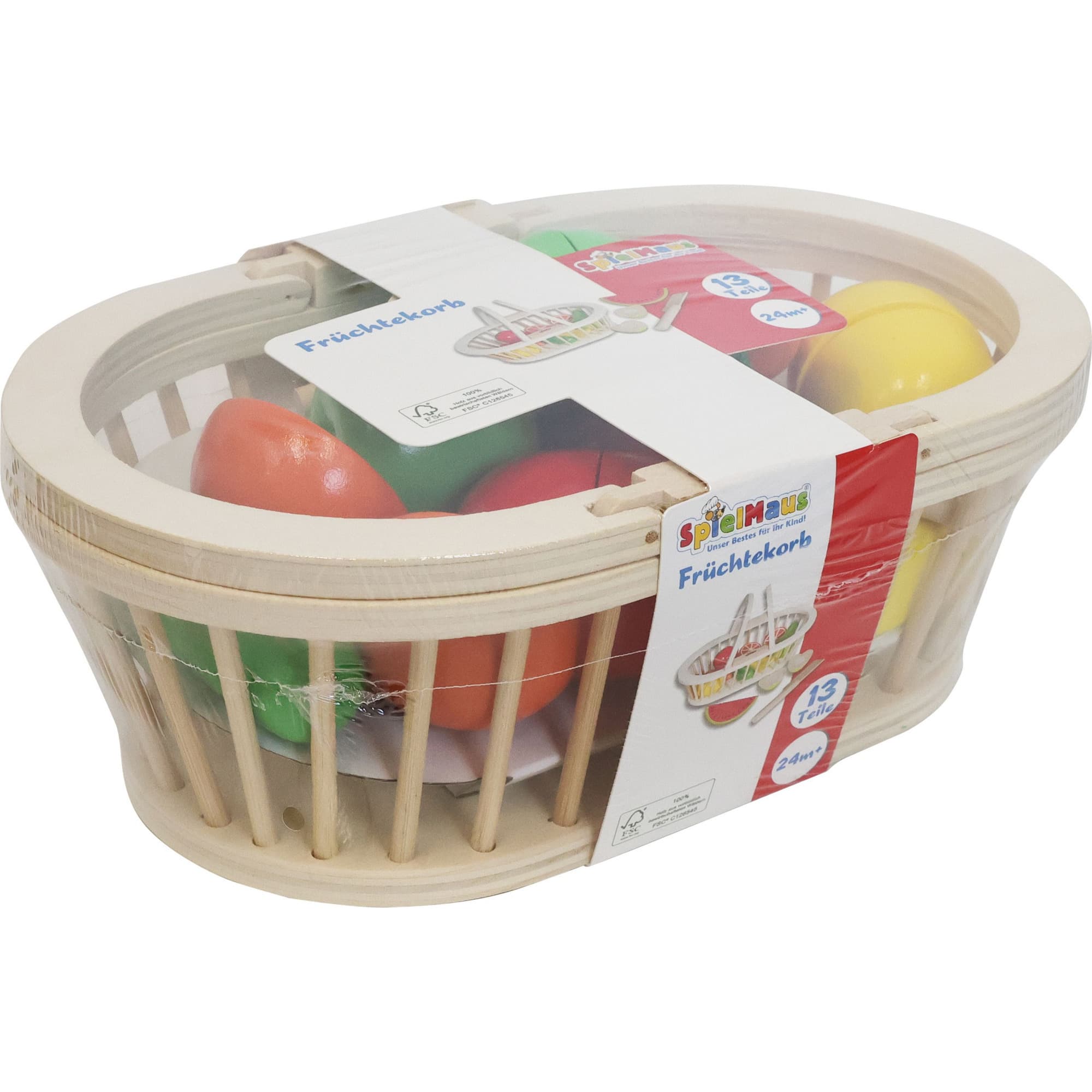 Früchtekorb 13-teilig mit verschiedenen Früchten und Messer, für Kinder ab 24 Monaten, Gemüsekorb