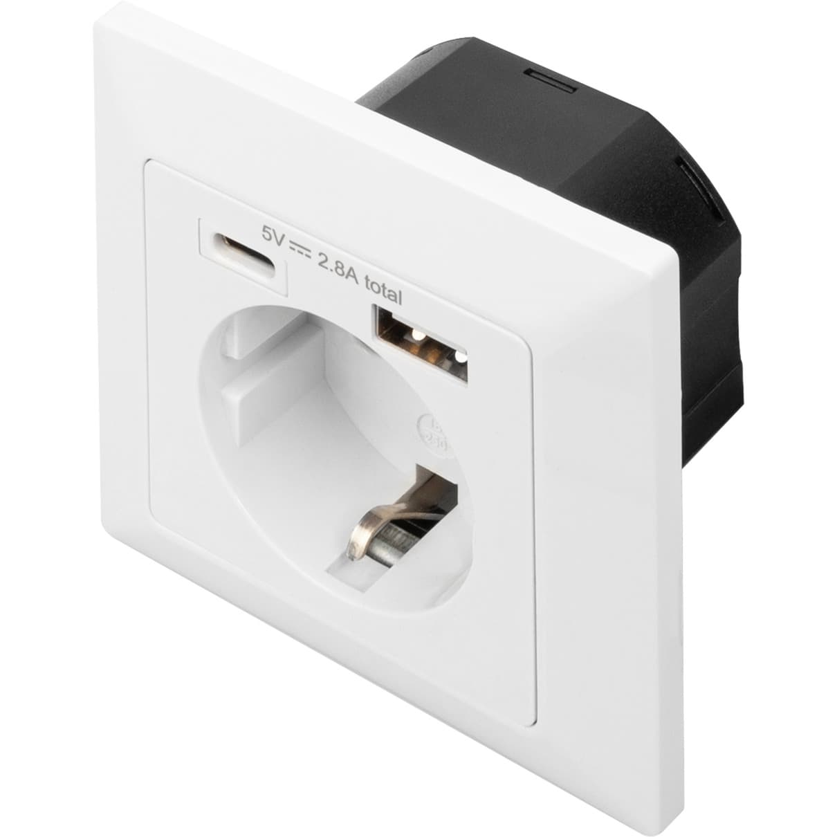 Sicherheits-Steckdose Unterputz, mit 1x USB-A und 1x USB-C