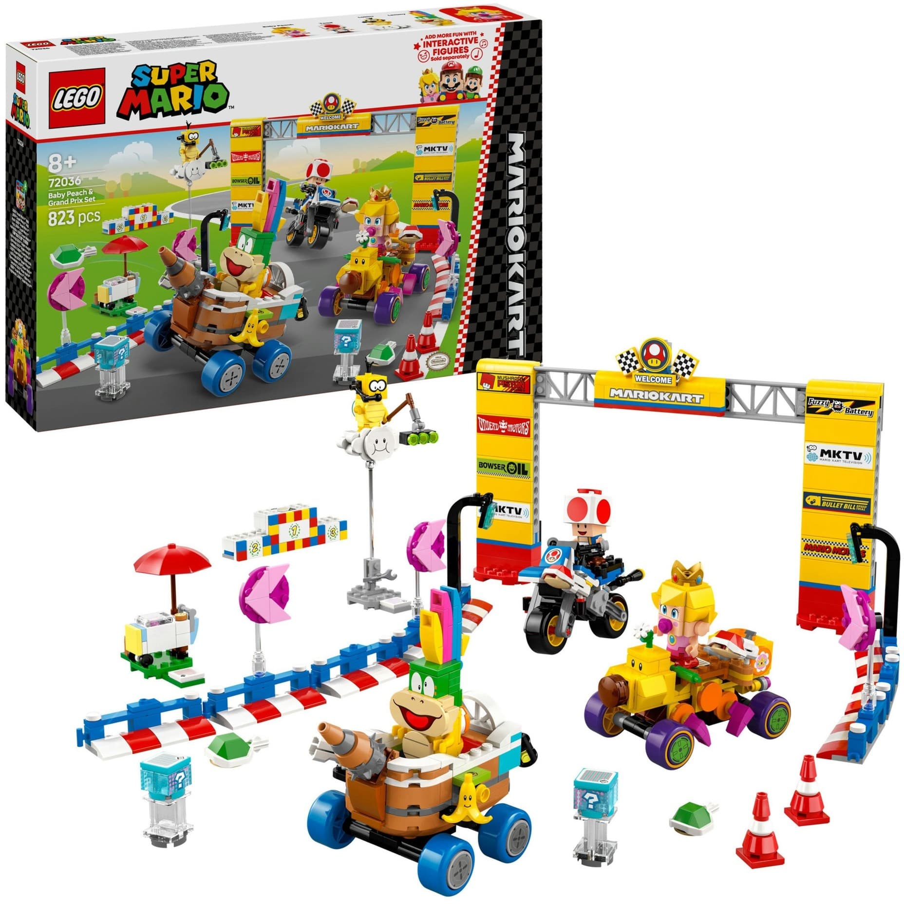 72036 Super Mario - Mario Kart: Baby Peach & Grand Pix-Set, Konstruktionsspielzeug