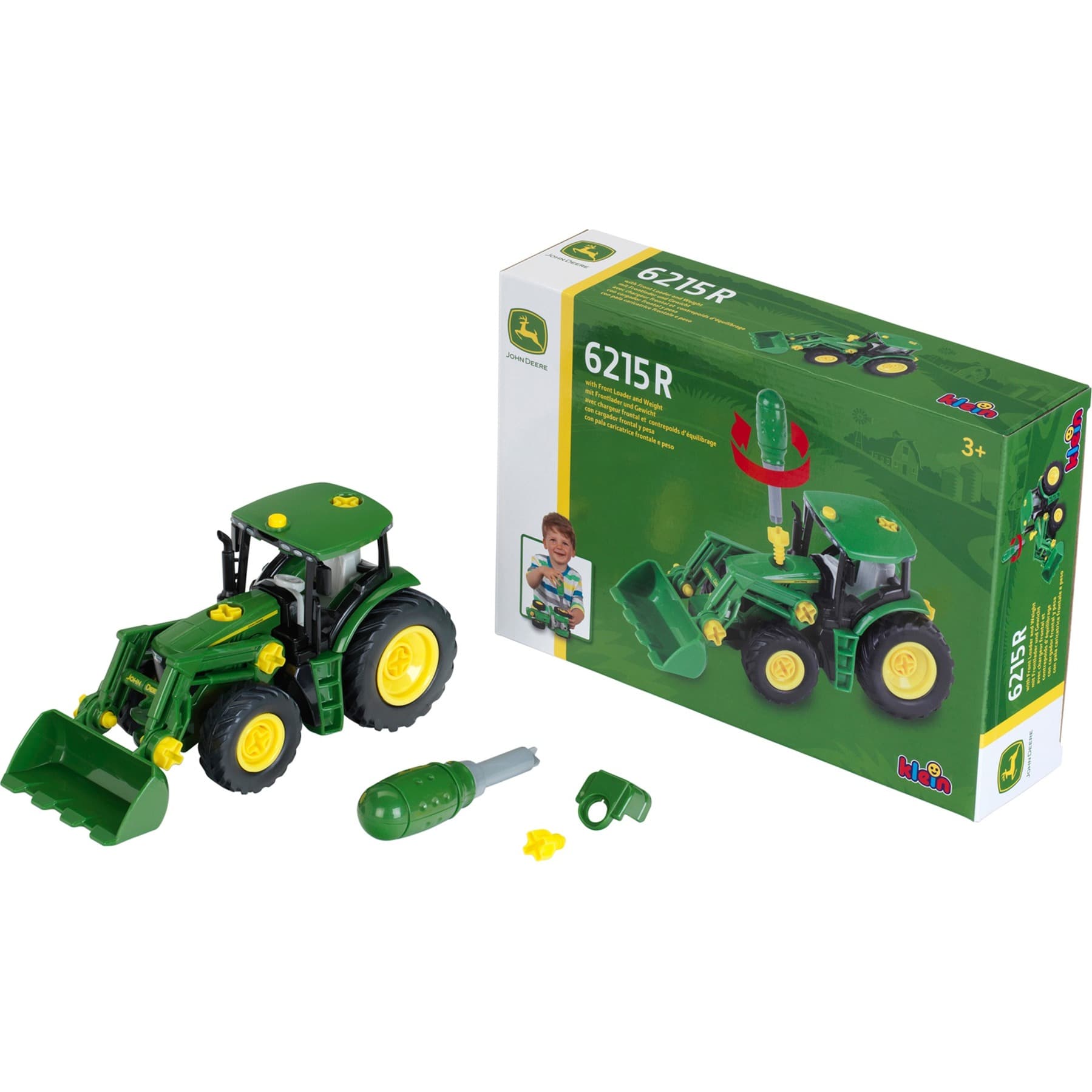 John Deere-Traktor mit Frontlader und Gewicht, Spielfahrzeug