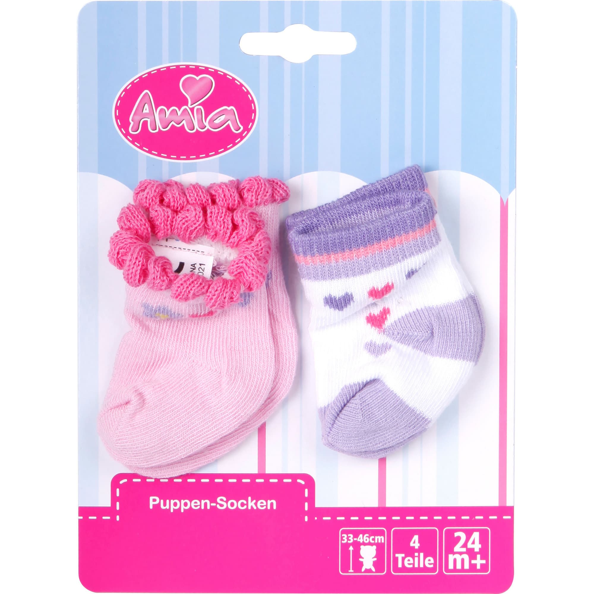 Puppensöckchen für Puppen von Größe 28 bis 33 Zentimeter, 2 Paar, Puppenzubehör