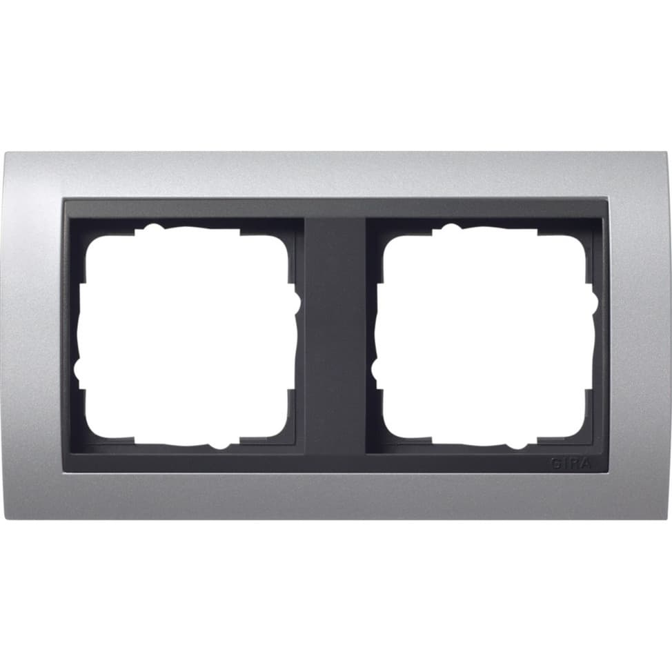 Abdeckrahmen 2-fach Aluminium mit Zwischenrahmen, bruchsicher, für Unterputzmontage