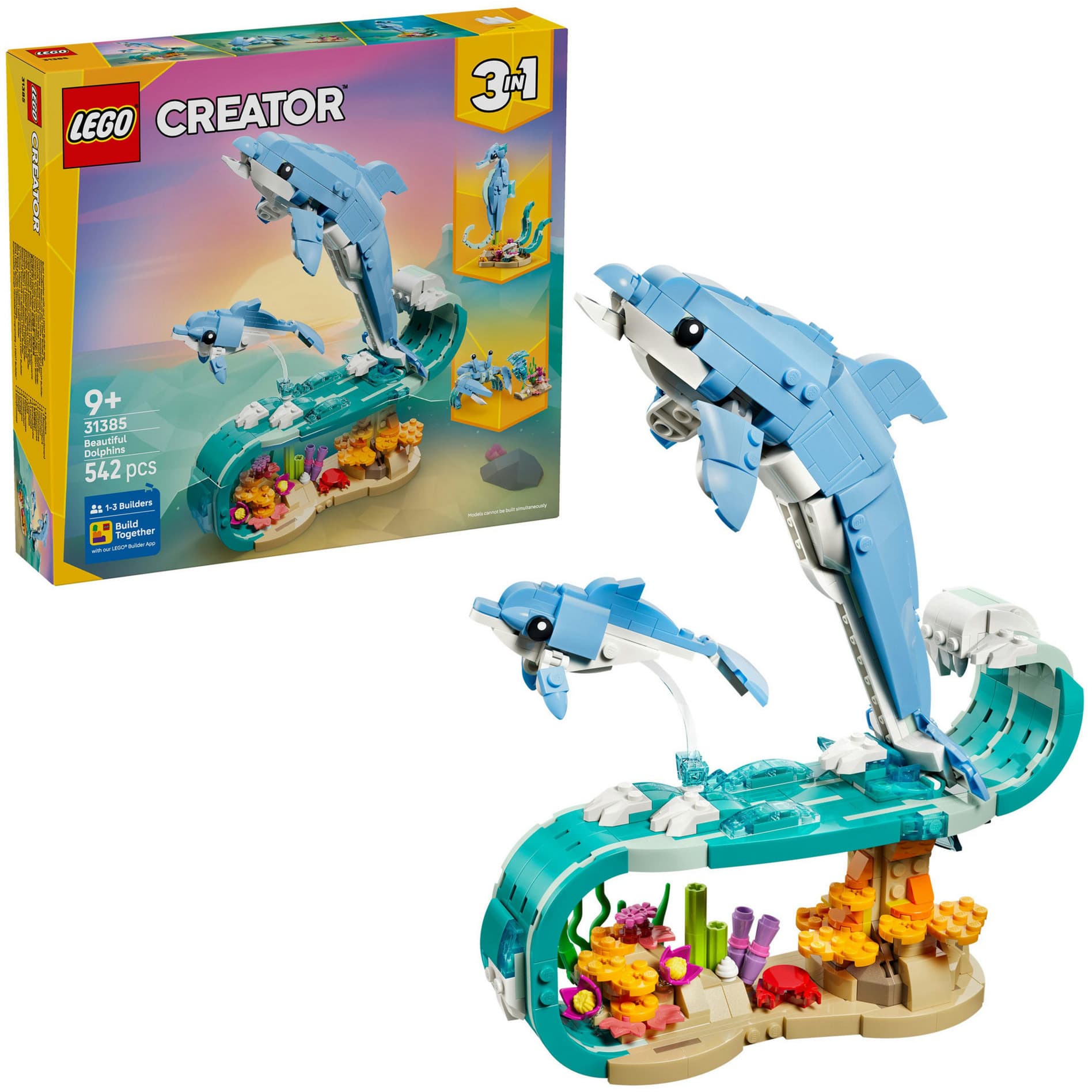 31385 Creator 3-in-1 Meerestiere: Wunderschöne Delfine, Konstruktionsspielzeug