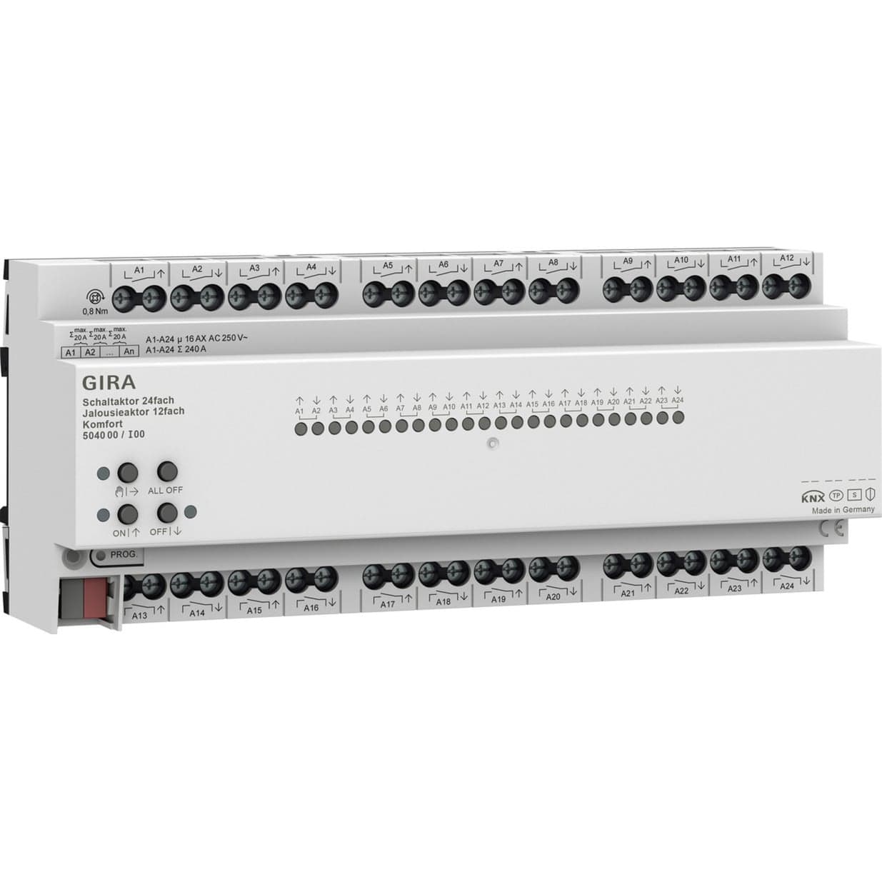 Schaltaktor 24-fach 16 Ampere und Jalousieaktor 12-fach 16 Ampere Komfort für KNX