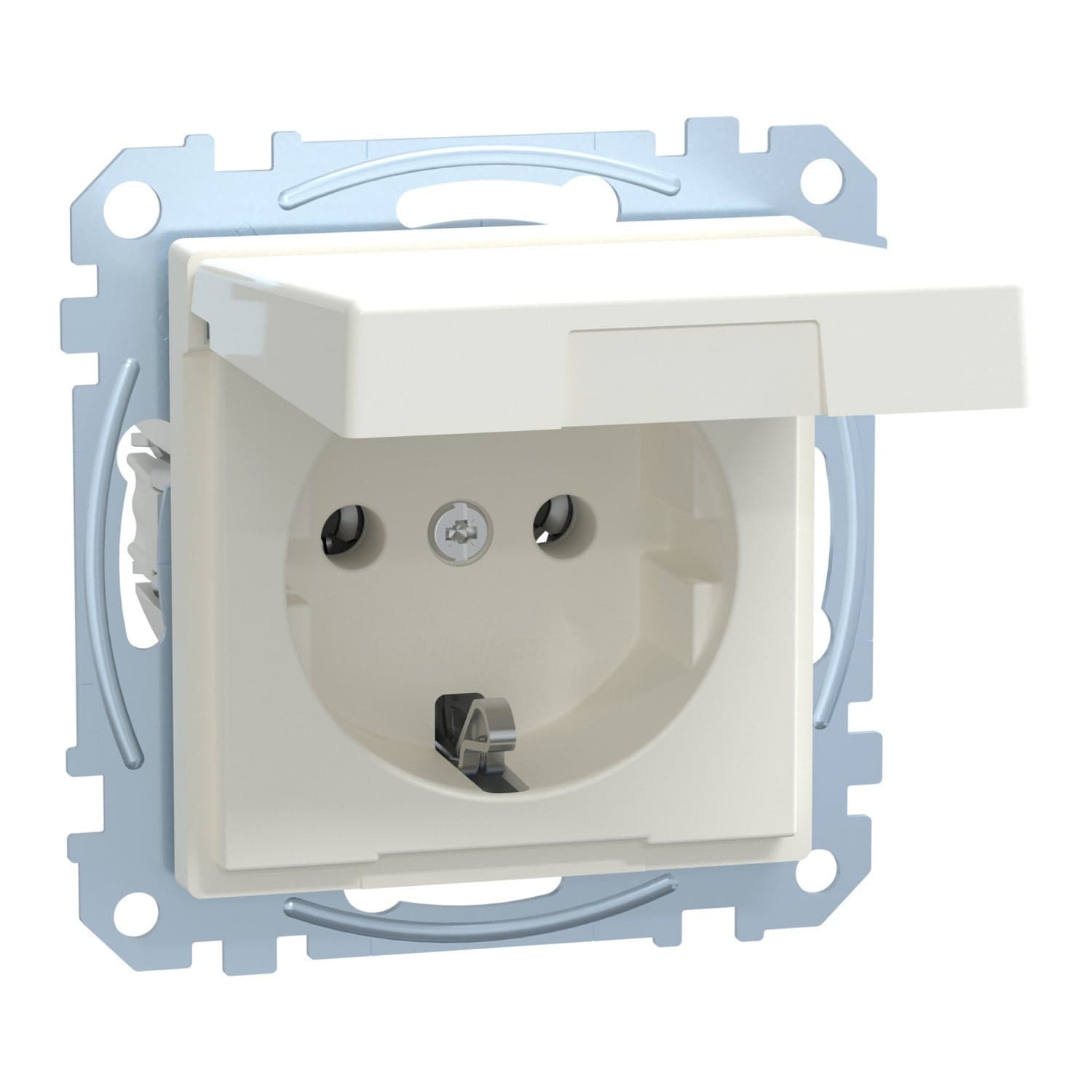 Schutzkontakt-Steckdose mit Klappdeckel, Unterputz, 16 Ampere, 250 Volt, System M
