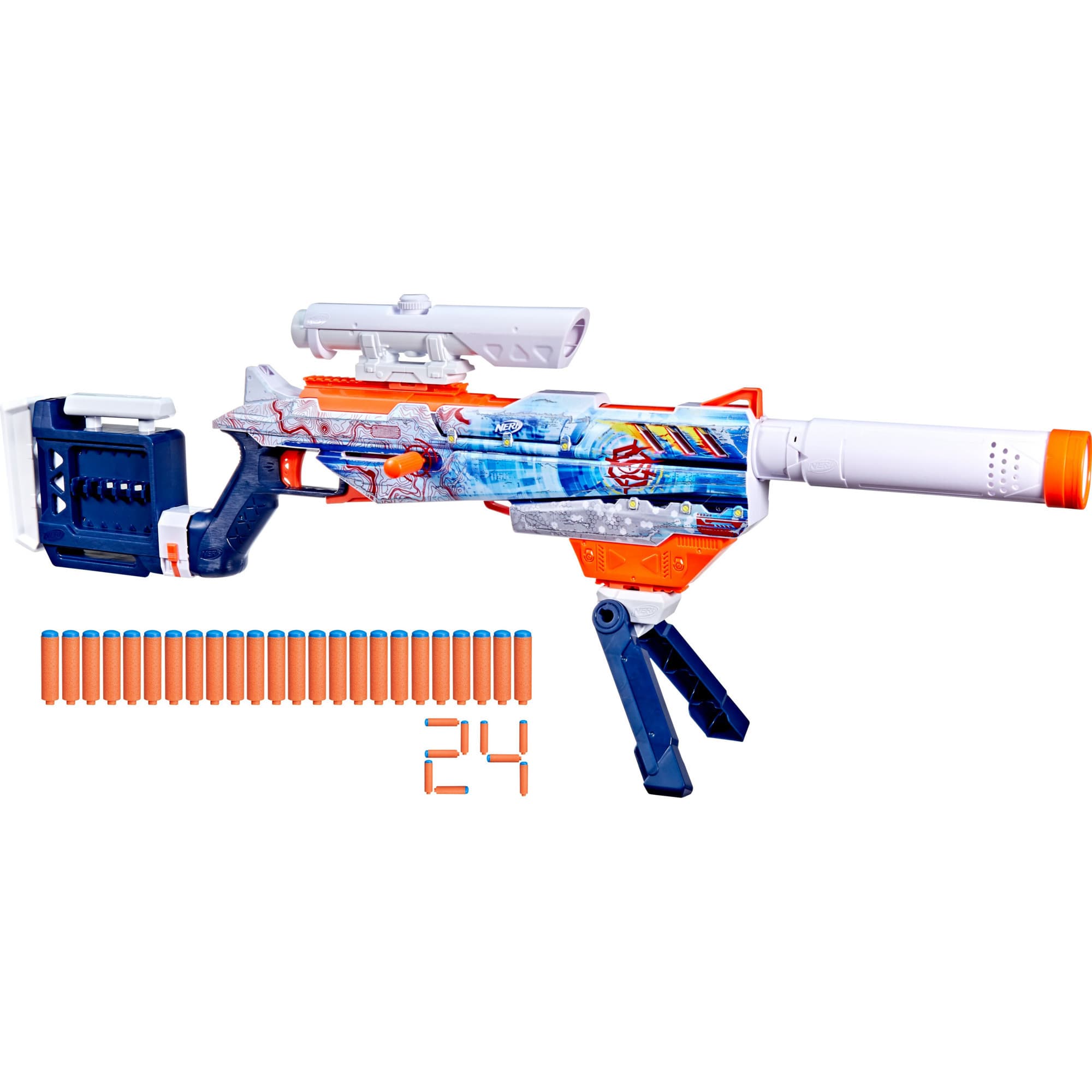 Nerf Loadout Arctic Zerostriker Bolzen-Action Blaster mit 6-Dart-Innenmagazin, Nerf Gun