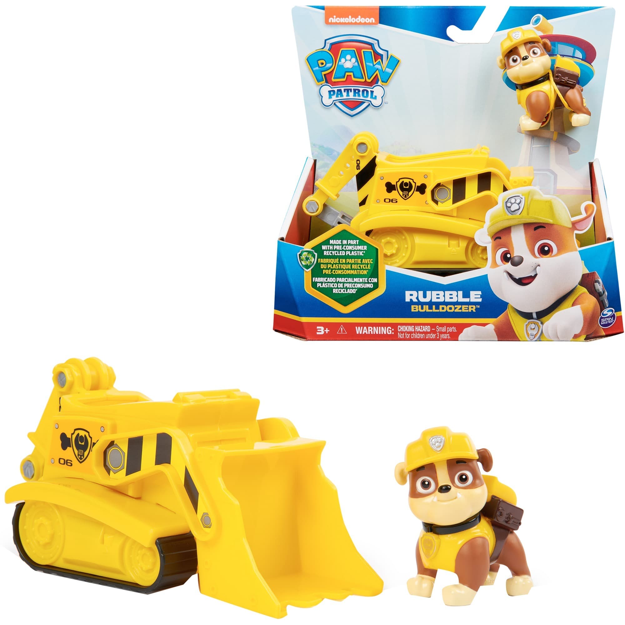 Paw Patrol - Baustellen-Fahrzeug mit Rubble-Figur, Spielfahrzeug