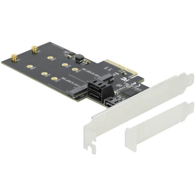 3 Port SATA + M.2 Key B PCIe x4 Low Profile, Schnittstellenkarte