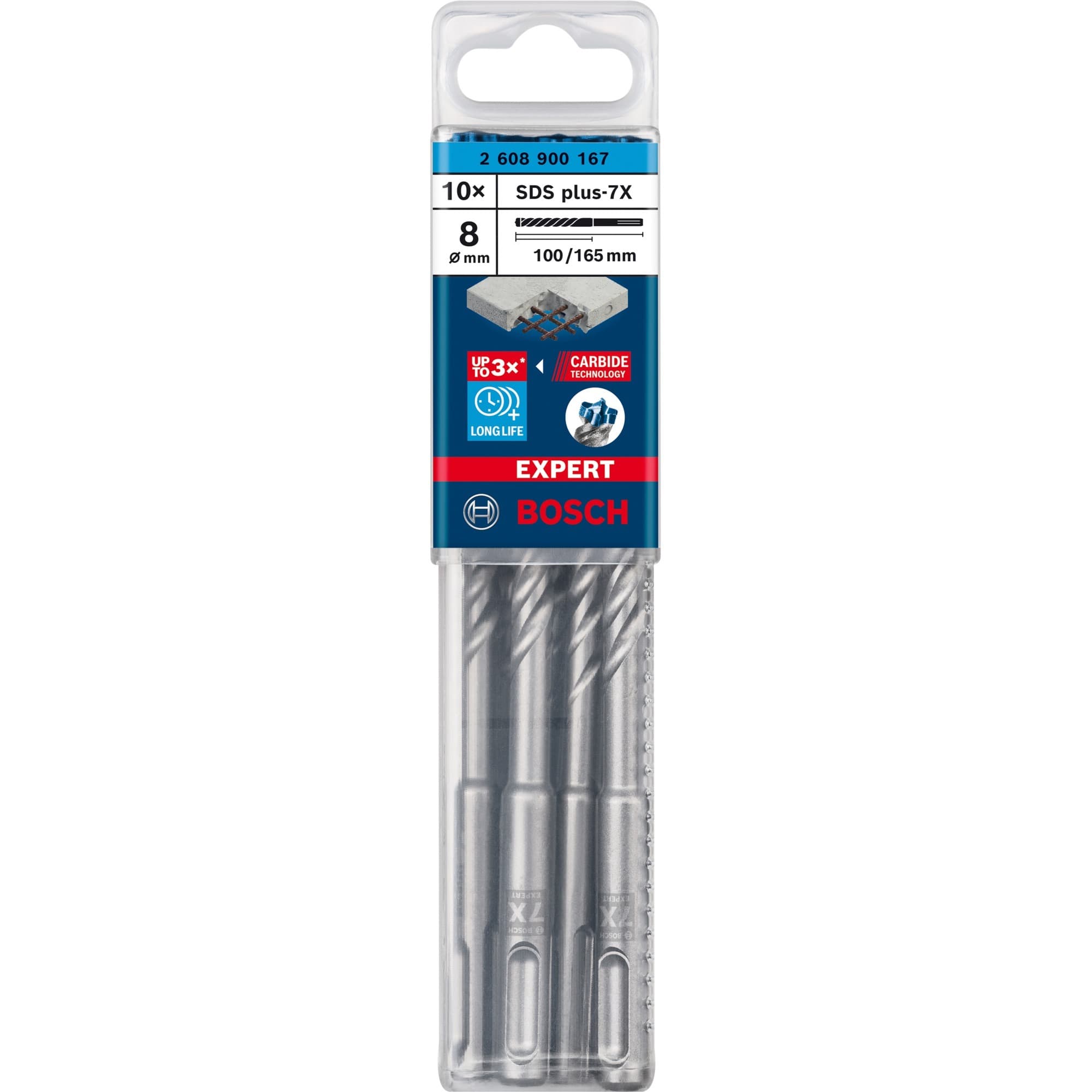 EXPERT Hammerbohrer SDS-plus-7X, Ø 8mm, 10 Stück